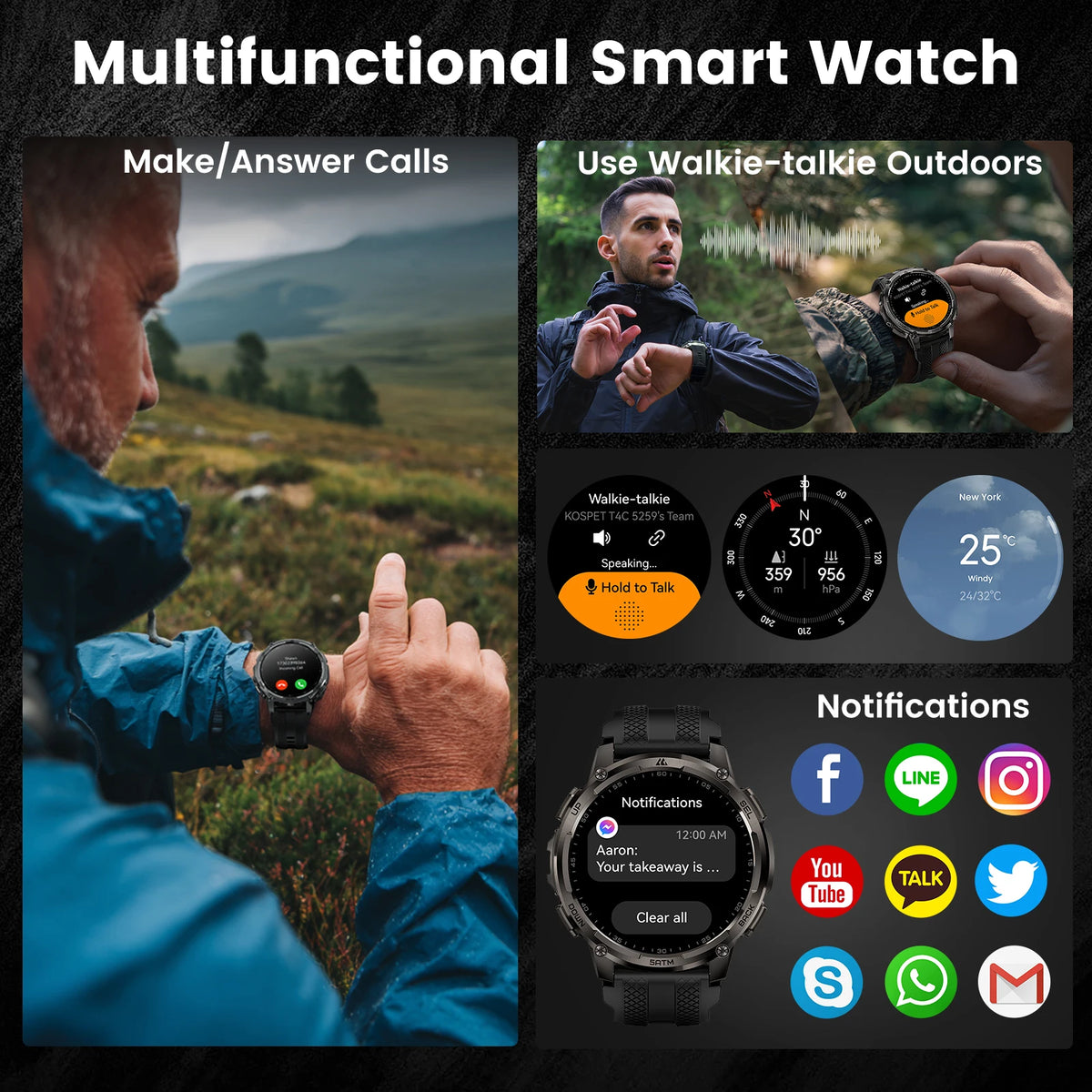 KOSPET Tank T4C Rugged Smartwatch With GPS Fitness Tracking