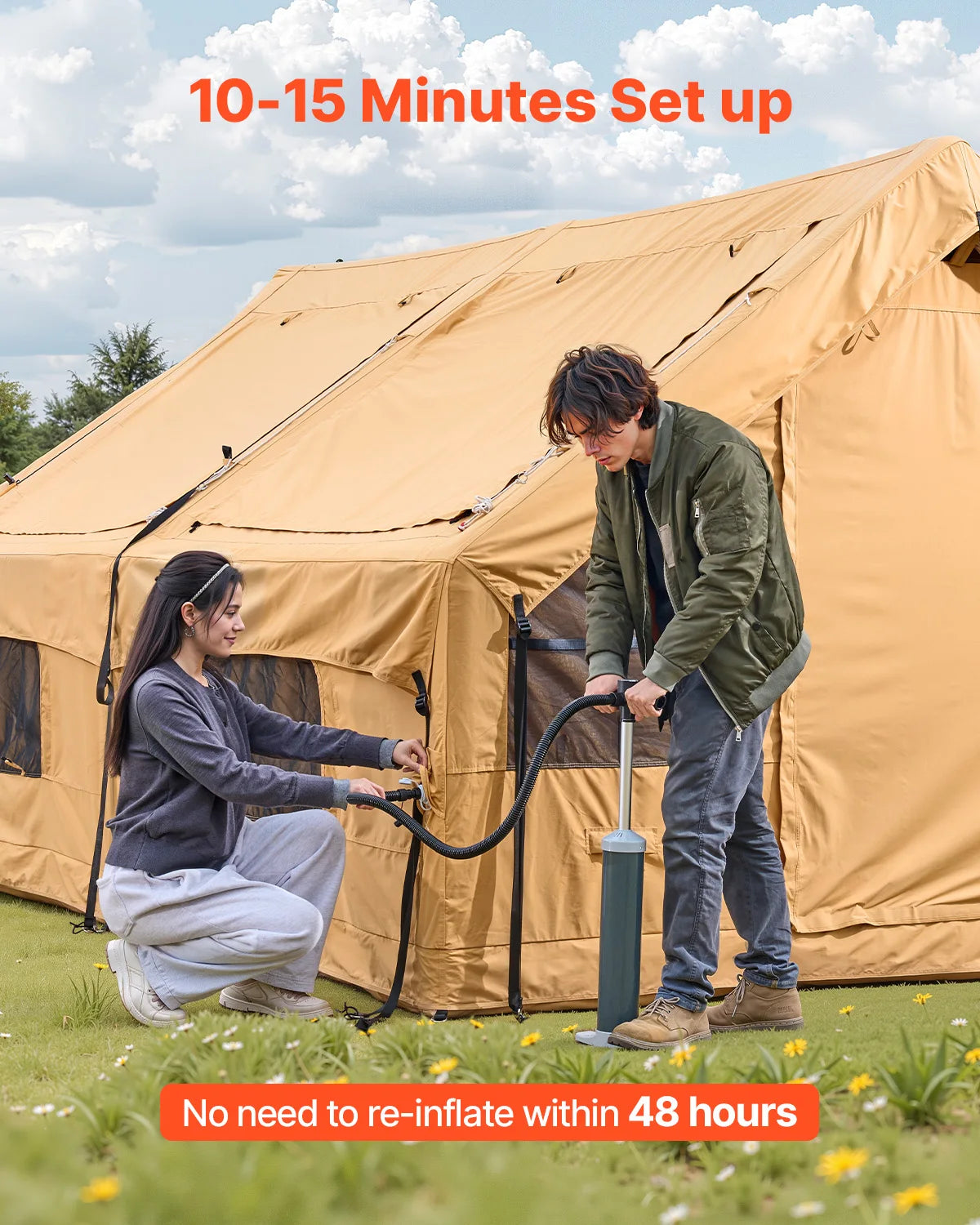 Vevor Inflatable Glamping Tent With Pump And Stove Jack