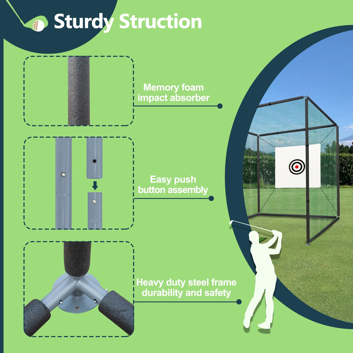 Heavy Duty Golf Practice Cage Net with Target and Mat