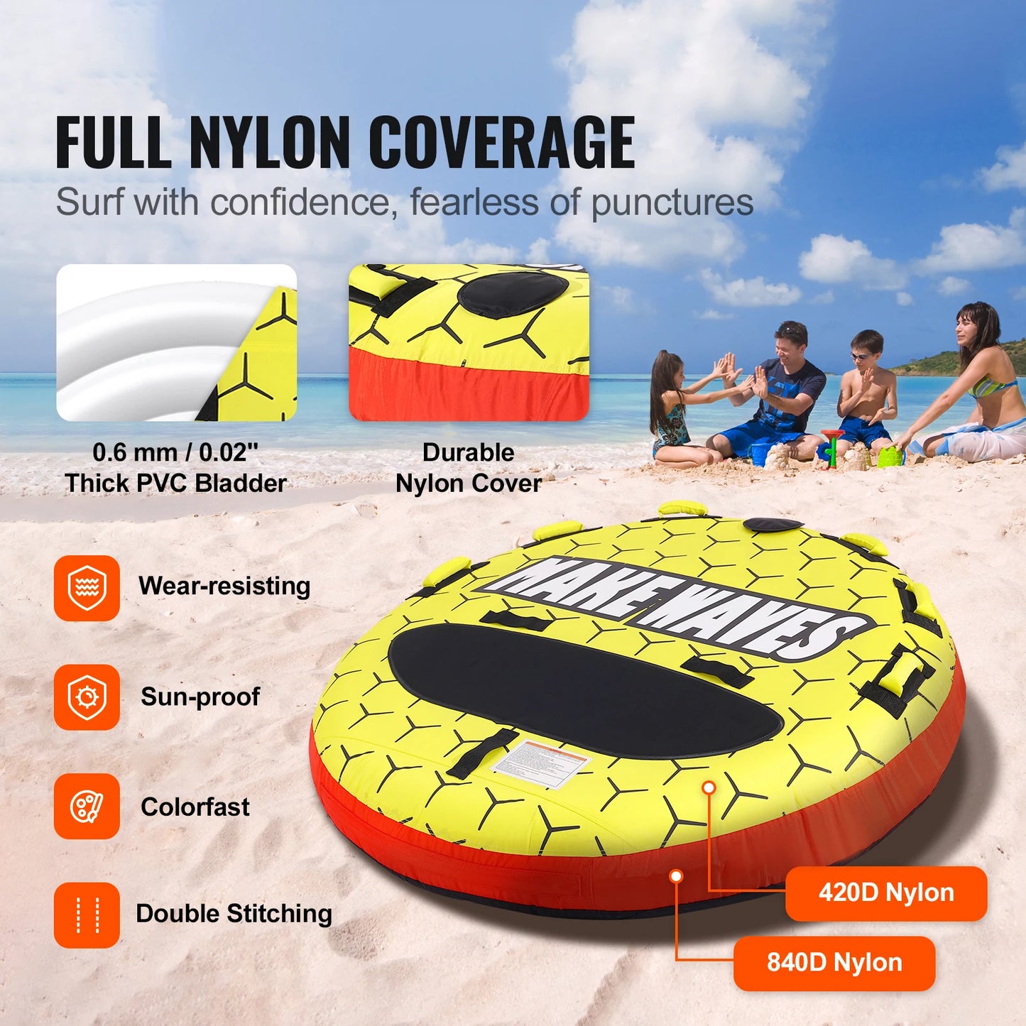 SucceBuy Inflatable Towable Tube For Boating And Water Sports