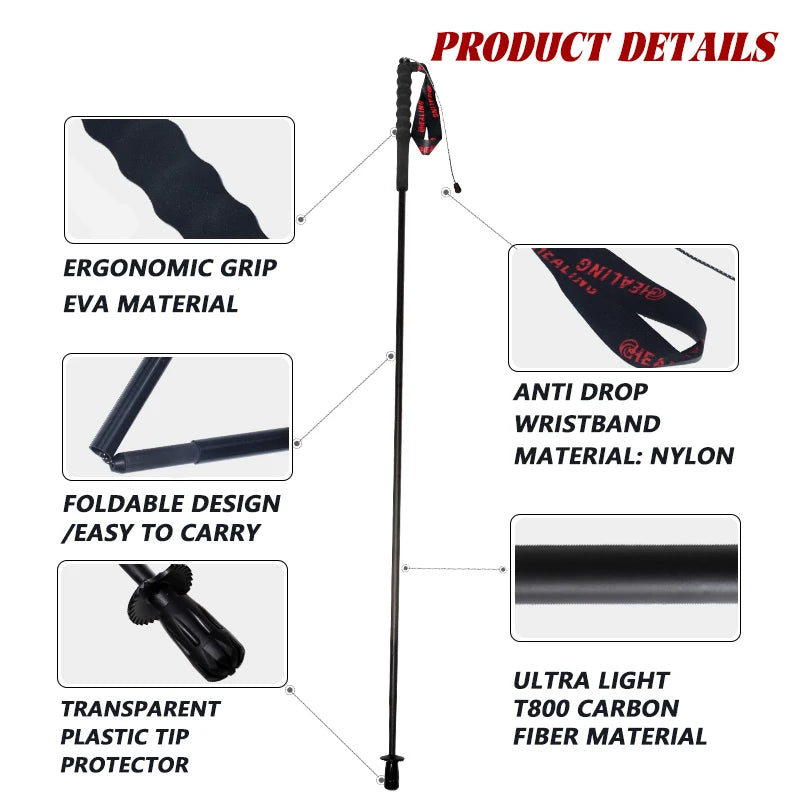 OKHEALING Foldable Carbon Fiber Trekking Poles for Hiking and Travel