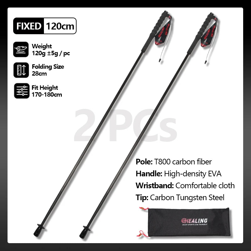 OKHEALING Trekking Poles Carbon Fiber Ultralight 2-Piece