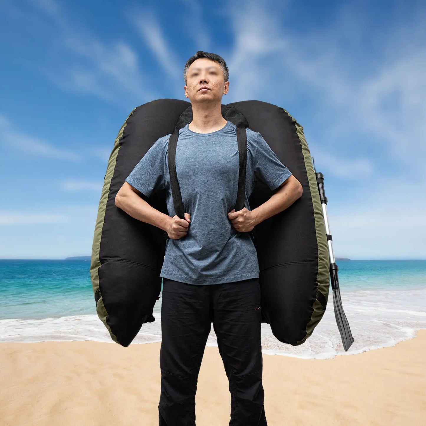 Inflatable Fishing Boat With Adjustable Backrest For 130kg Load Capacity