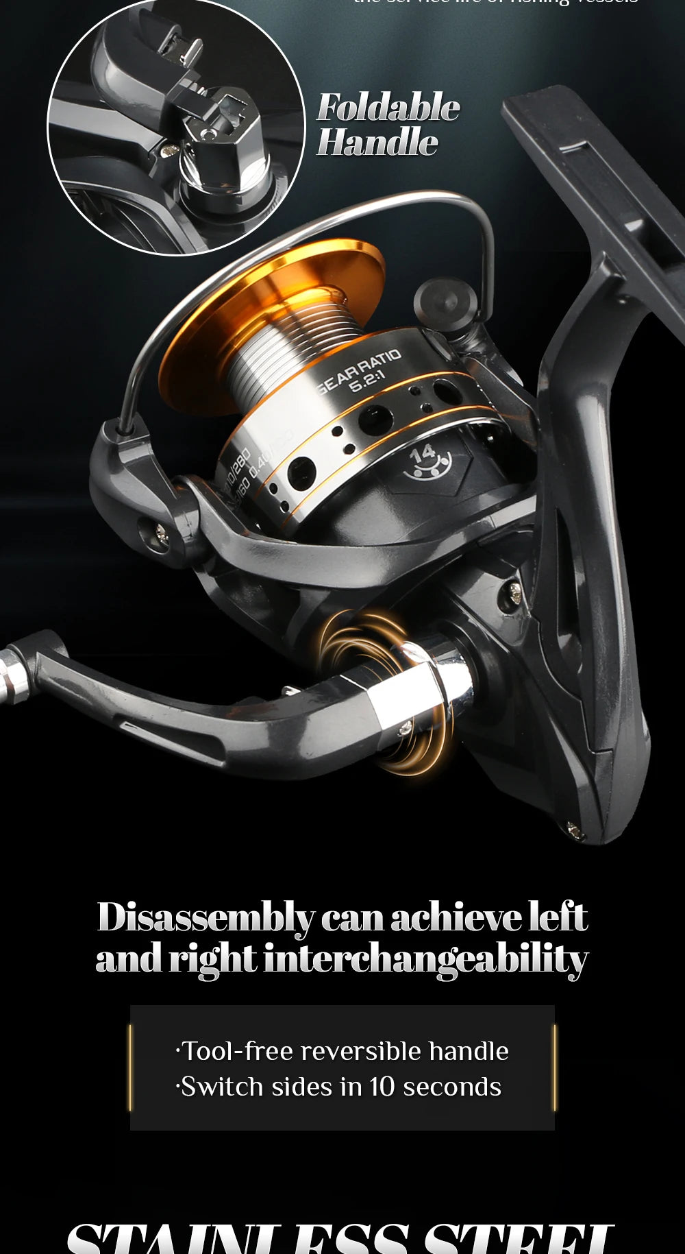 Rooblinos Spinning Fishing Reel With Smooth Drag And Five Bearings
