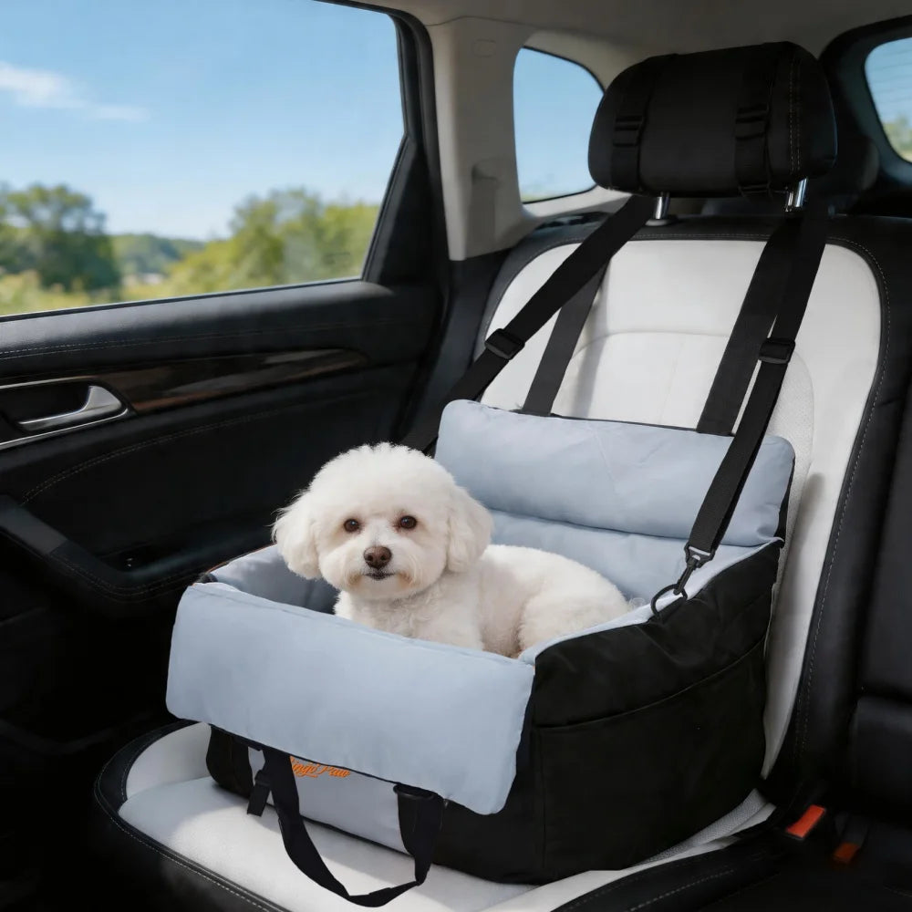 BORWART Portable Dog Car Booster Seat With Safety Belt Washable Cover