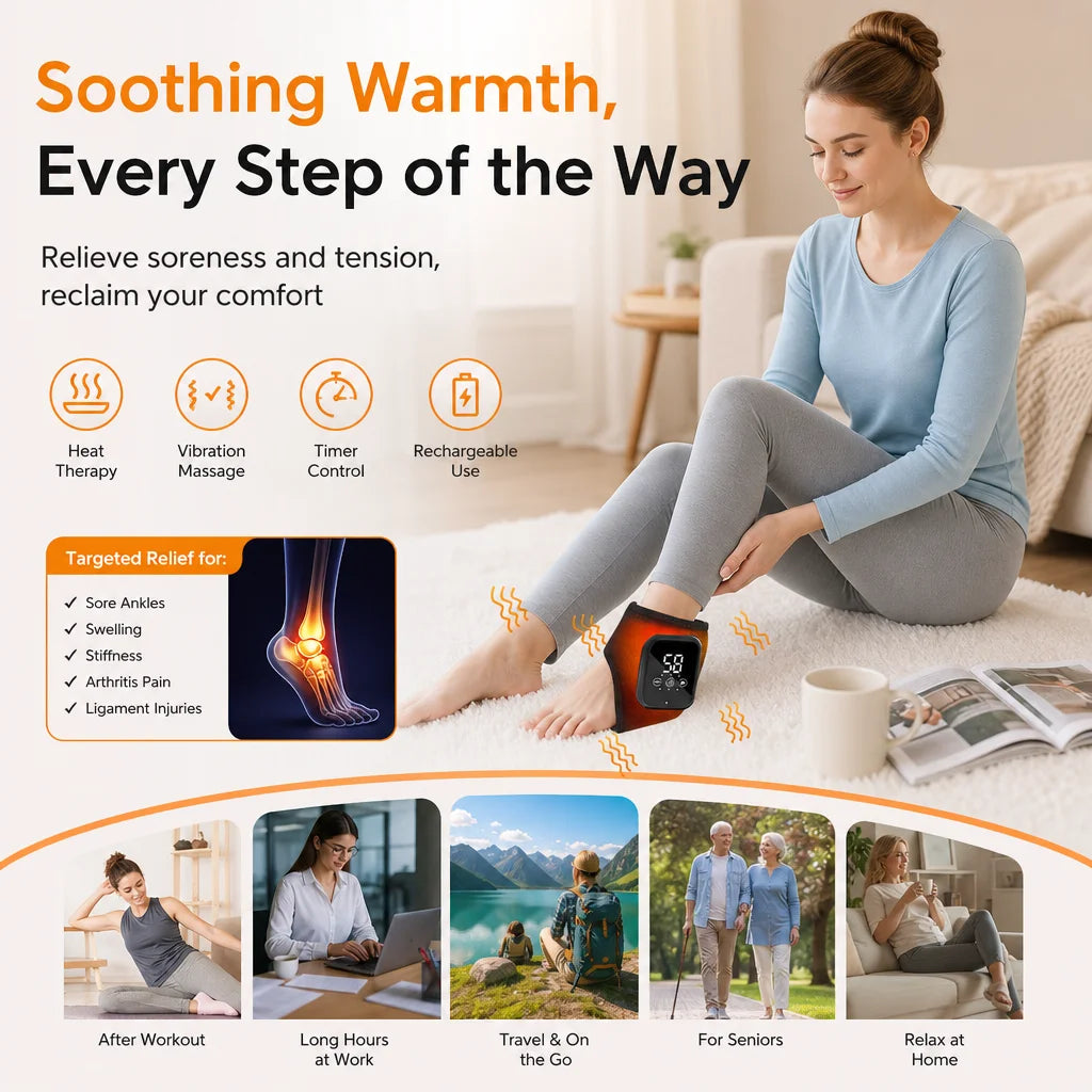 Hailicare Rechargeable Heated Ankle Brace With Vibration Support
