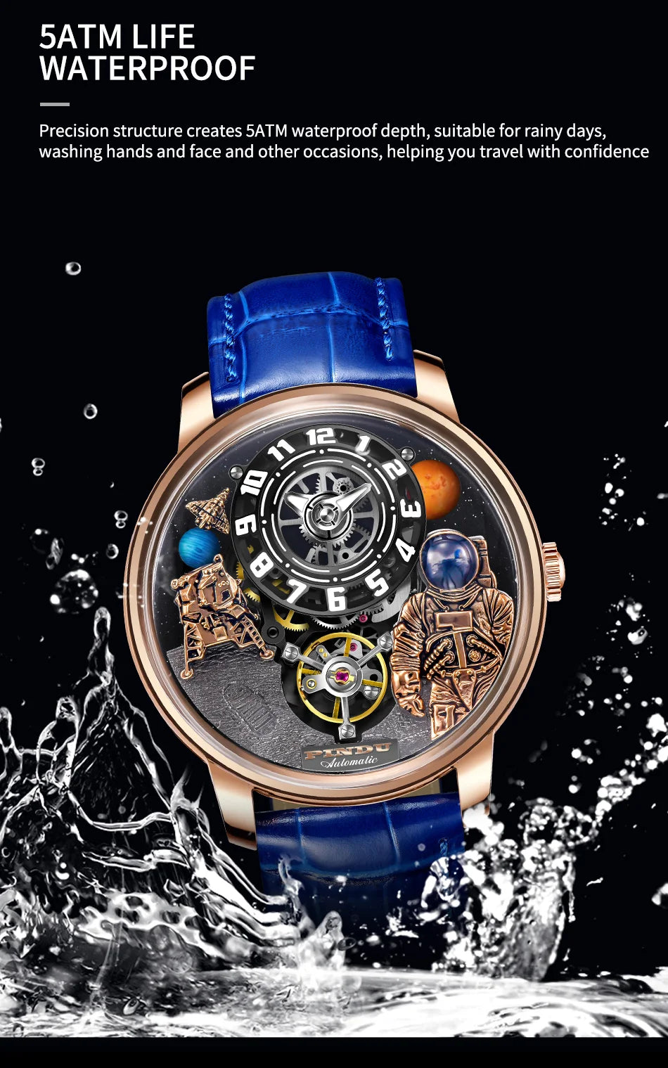 PINDU Design Men Wristwatches Top Brand Luxury Robot Astronaut Space Series Watch Men Sapphire Luminous Waterproof Watches