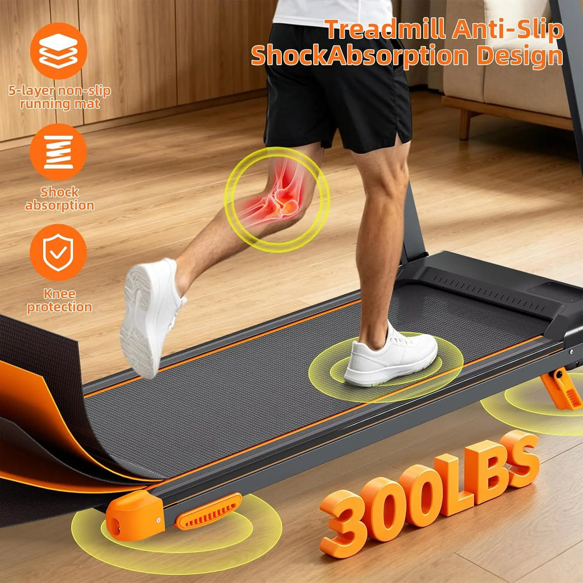Foldable Walking Pad Treadmill With Incline And Bluetooth Speaker