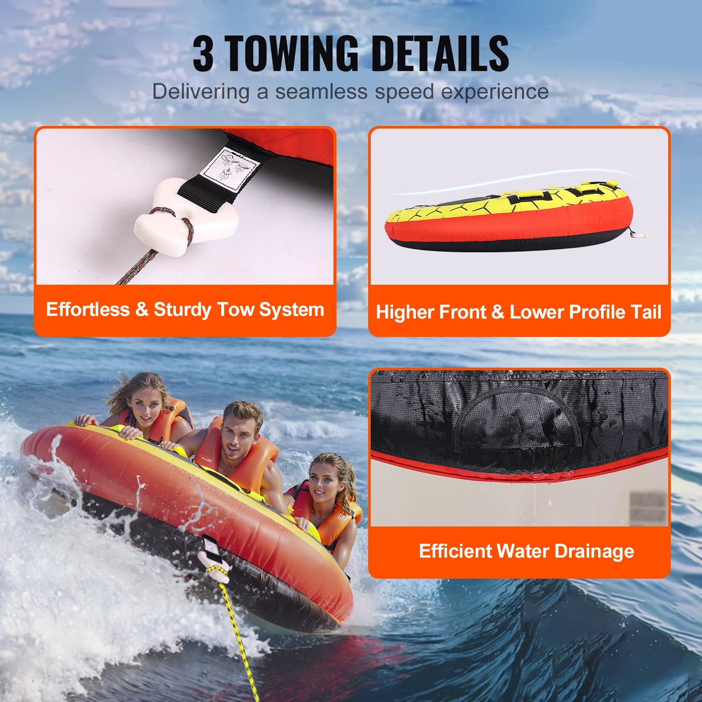 SucceBuy Inflatable Towable Tube For Boating And Water Sports