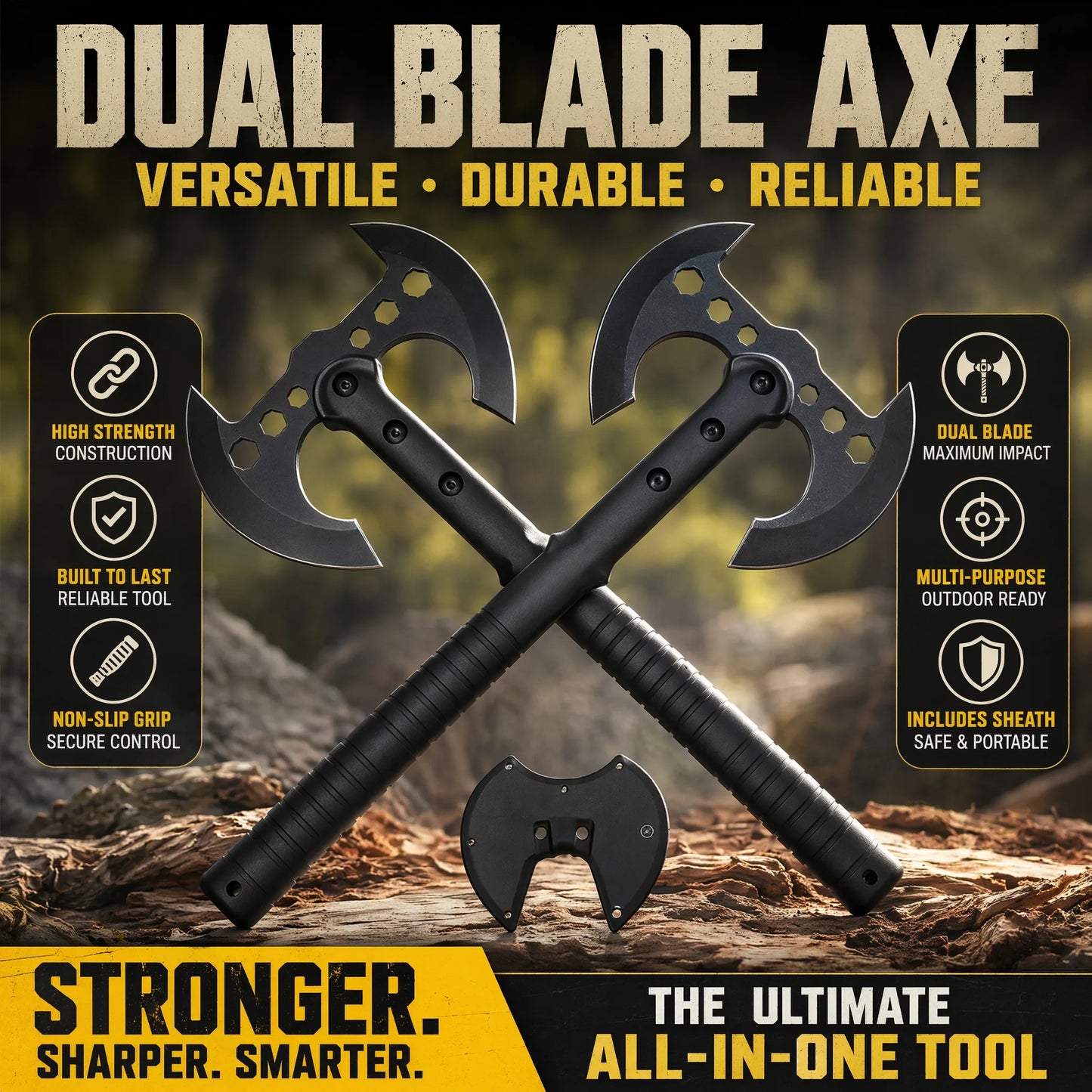 Versatile Double Edged Tactical Axes For Camping And Chopping