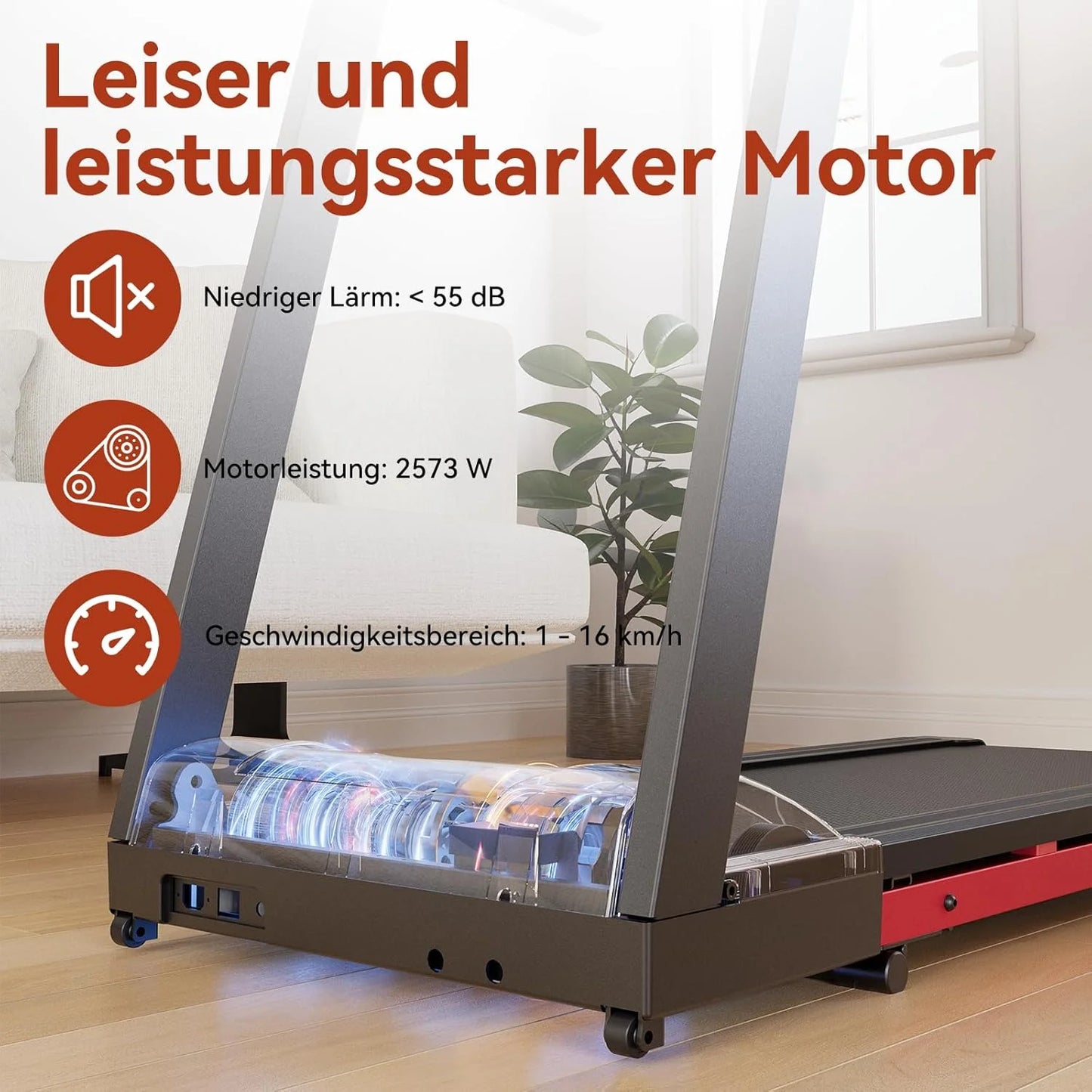 Superun 3.5HP Foldable Treadmill With 6 Percent Incline App Control
