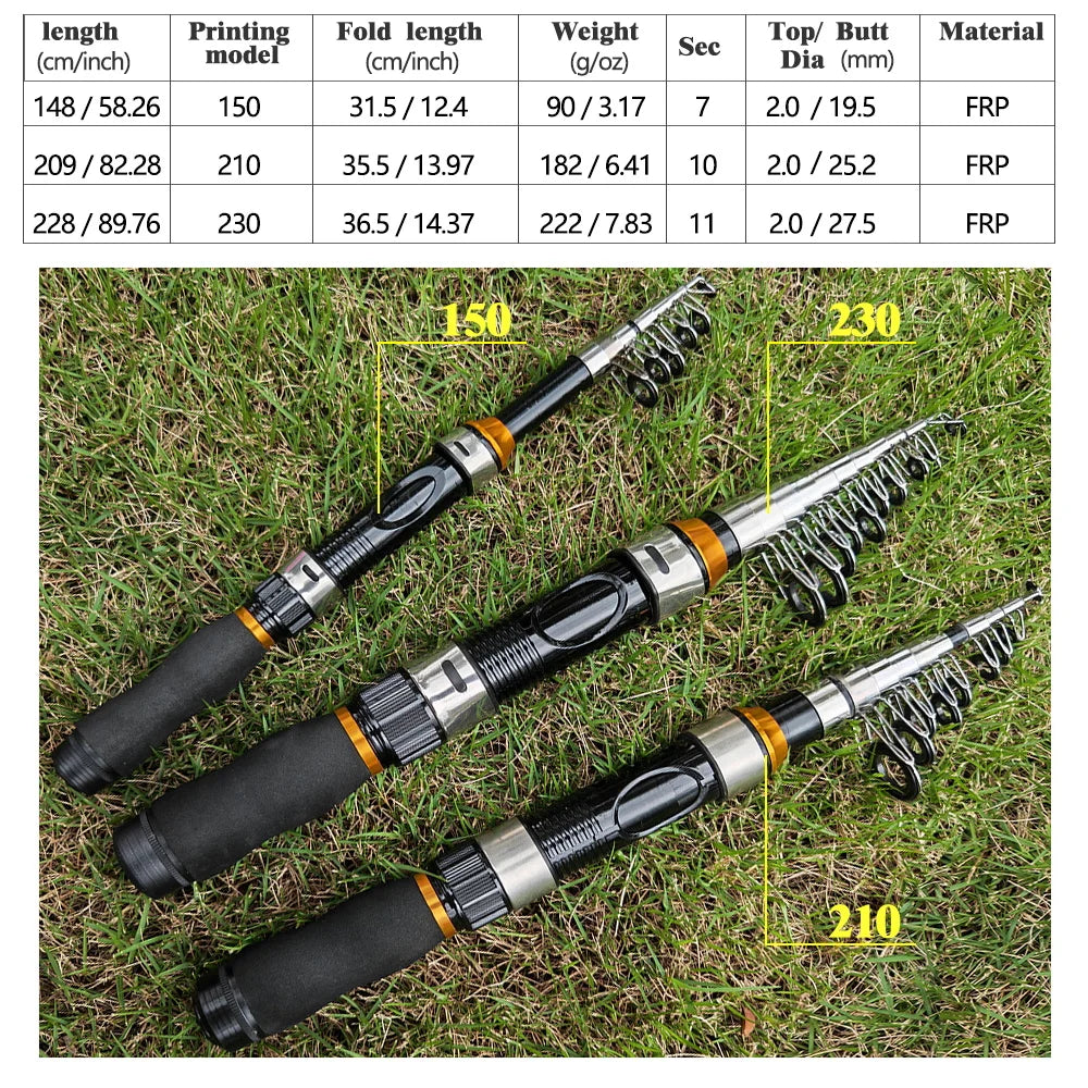 Portable Telescopic Spinning Fishing Rod For Carp And Beach