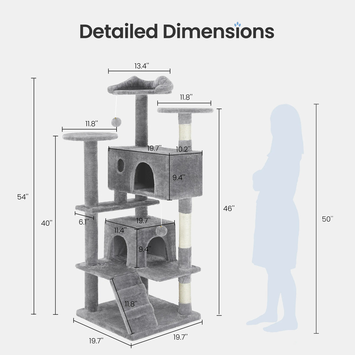 MCQ Multi-Level Cat Tree With Scratching Post Condo Toys