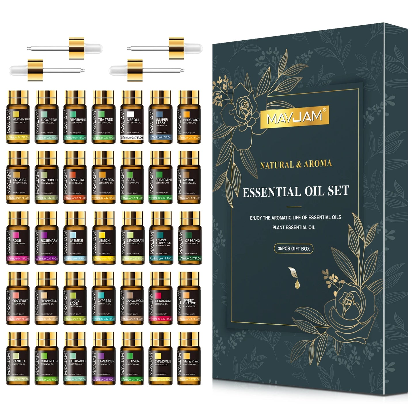 MAYJAM 35 Bottles Essential Oils Kit Gift Box With Lavender And More
