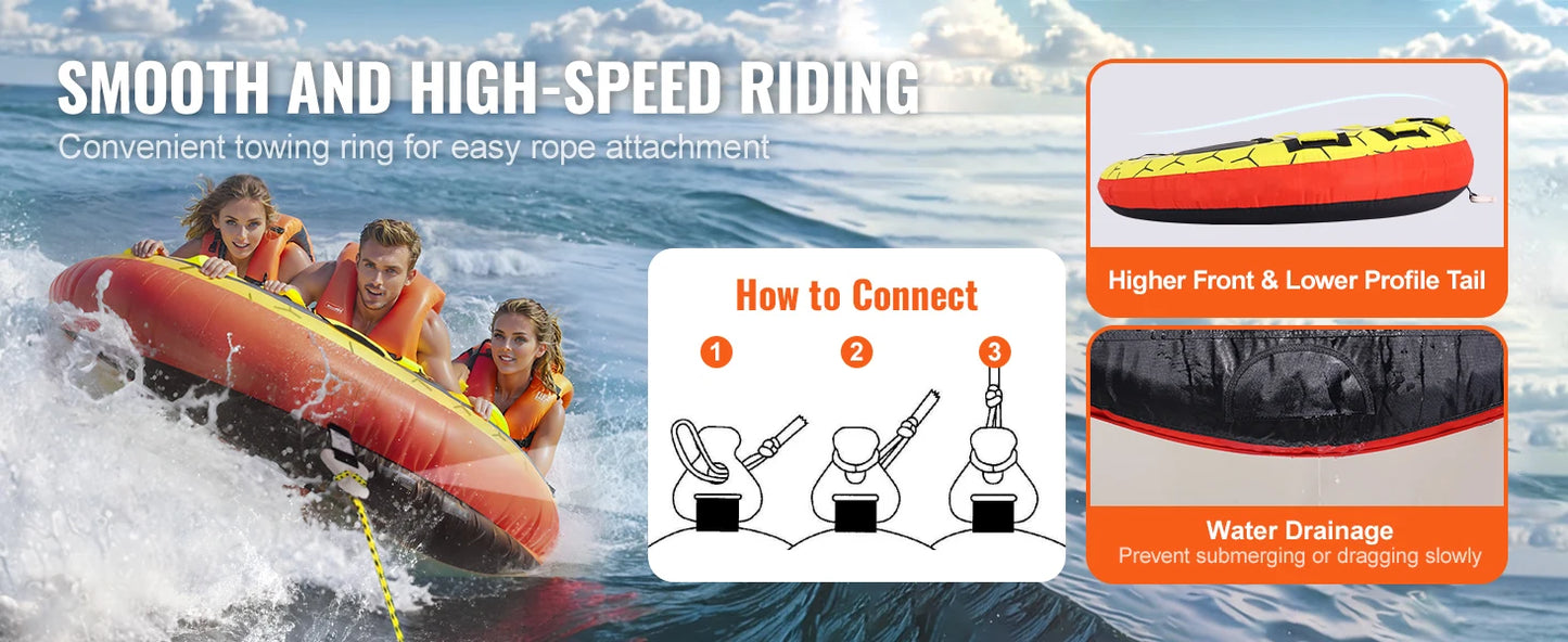 SucceBuy Inflatable Towable Tube For Boating And Water Sports