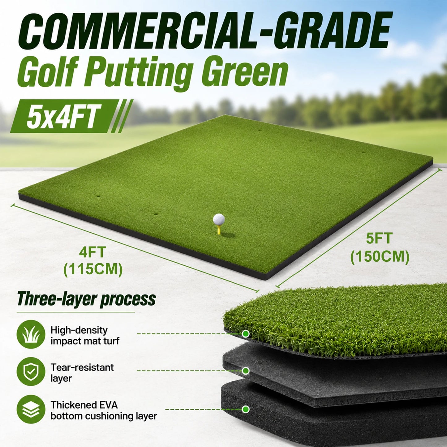 Golf Hitting Mat Synthetic Turf Training Aid For Indoor Practice