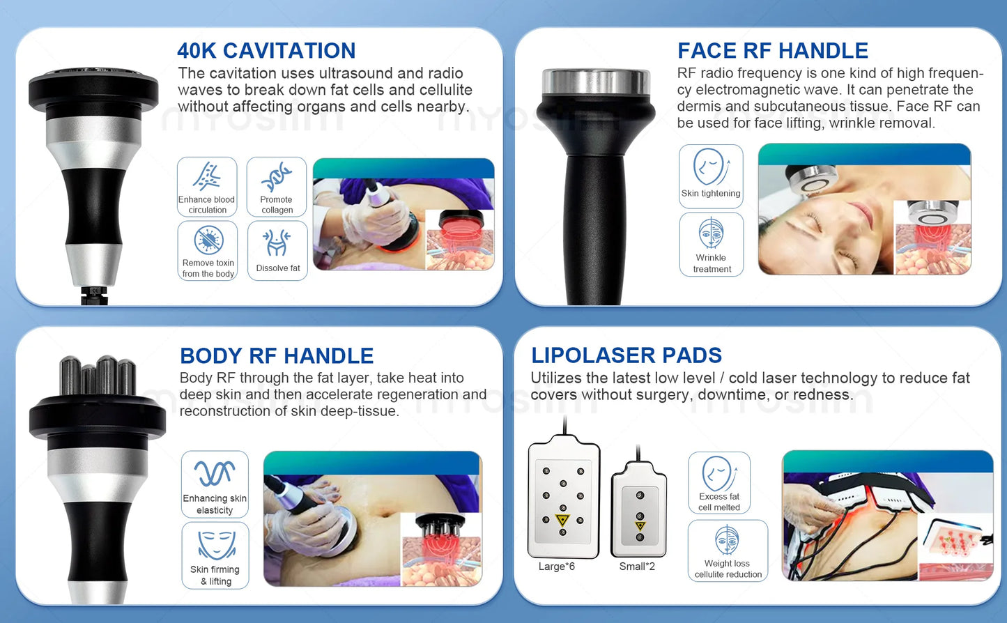 MYOSLIM Multi-Function Body Shaping Device With 8 Silicone Heads Ultrasonic