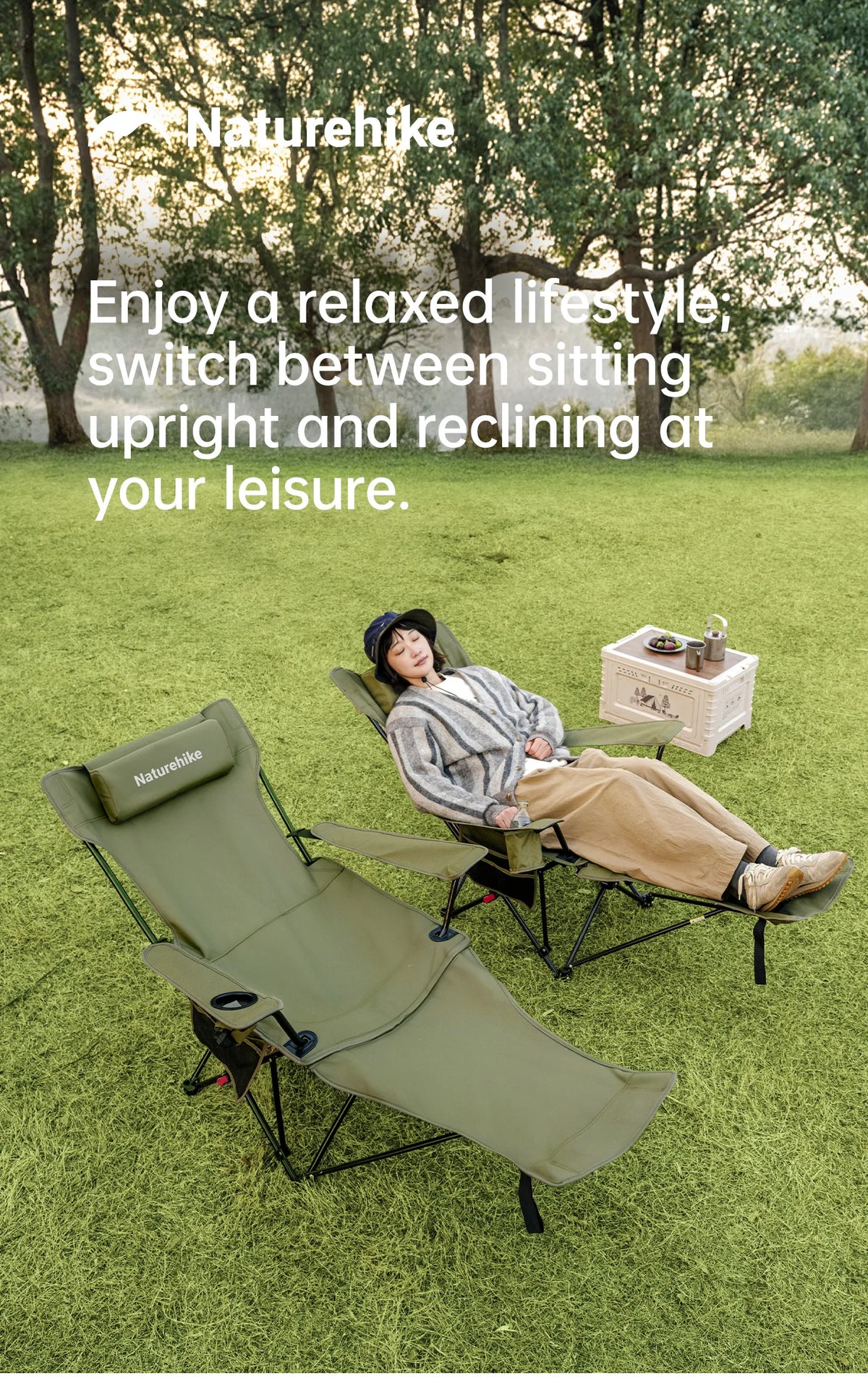 Naturehike Adjustable Folding Reclining Camping Chair With Footrest