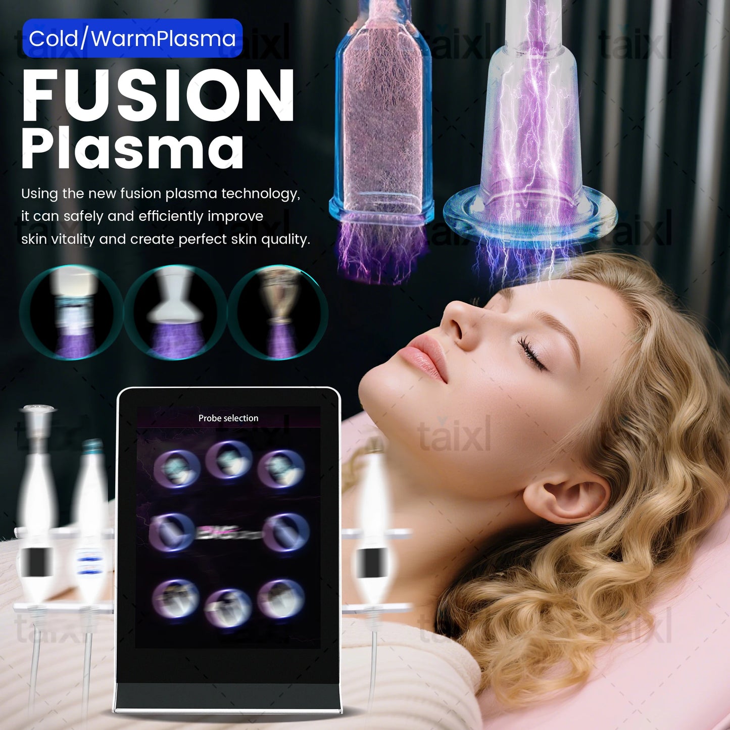 Cold Hot Plasma 8in1 Facial Machine Diamond Stamp Ozone Skin Rejuvenation Anti-Aging Acne Treatment RF Lifting Beauty Equipment