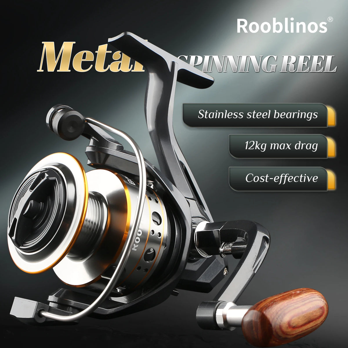 Rooblinos Spinning Fishing Reel With Smooth Drag And Five Bearings
