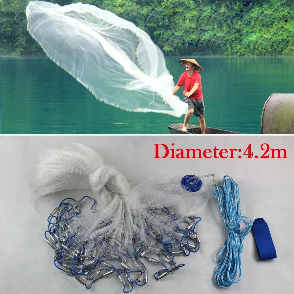 Nylon Monofilament&Steel&Copper Fishing Cast Net Cast Net with Sinker 14 Ft Fishing Cast Net