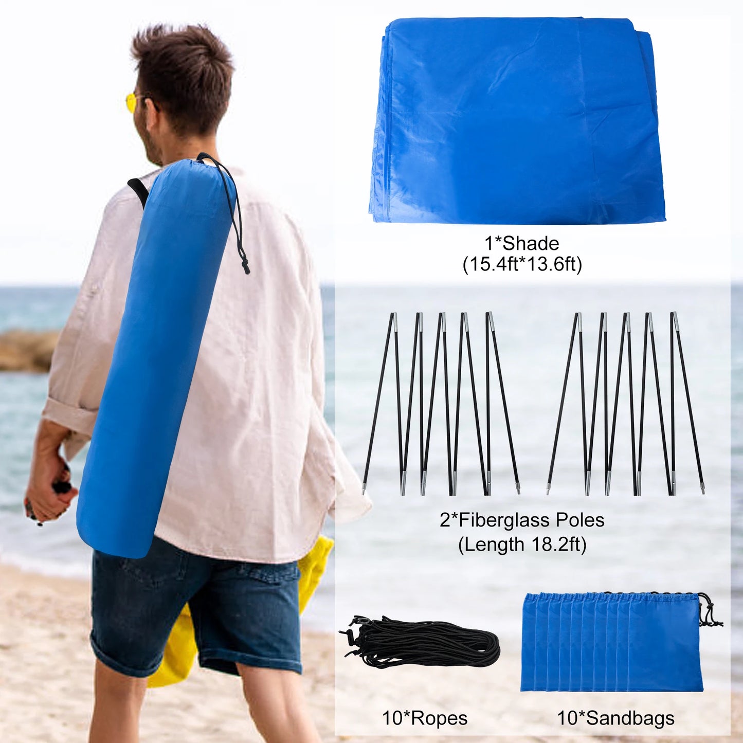 Beach Shade Canopy For 8 People Wind Assisted Setup