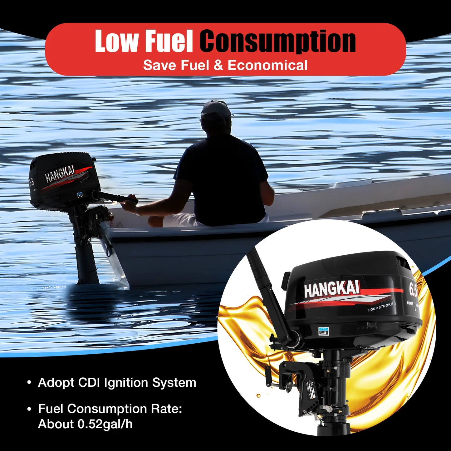 Six Point Five HP Outboard Motor With CDI Ignition System