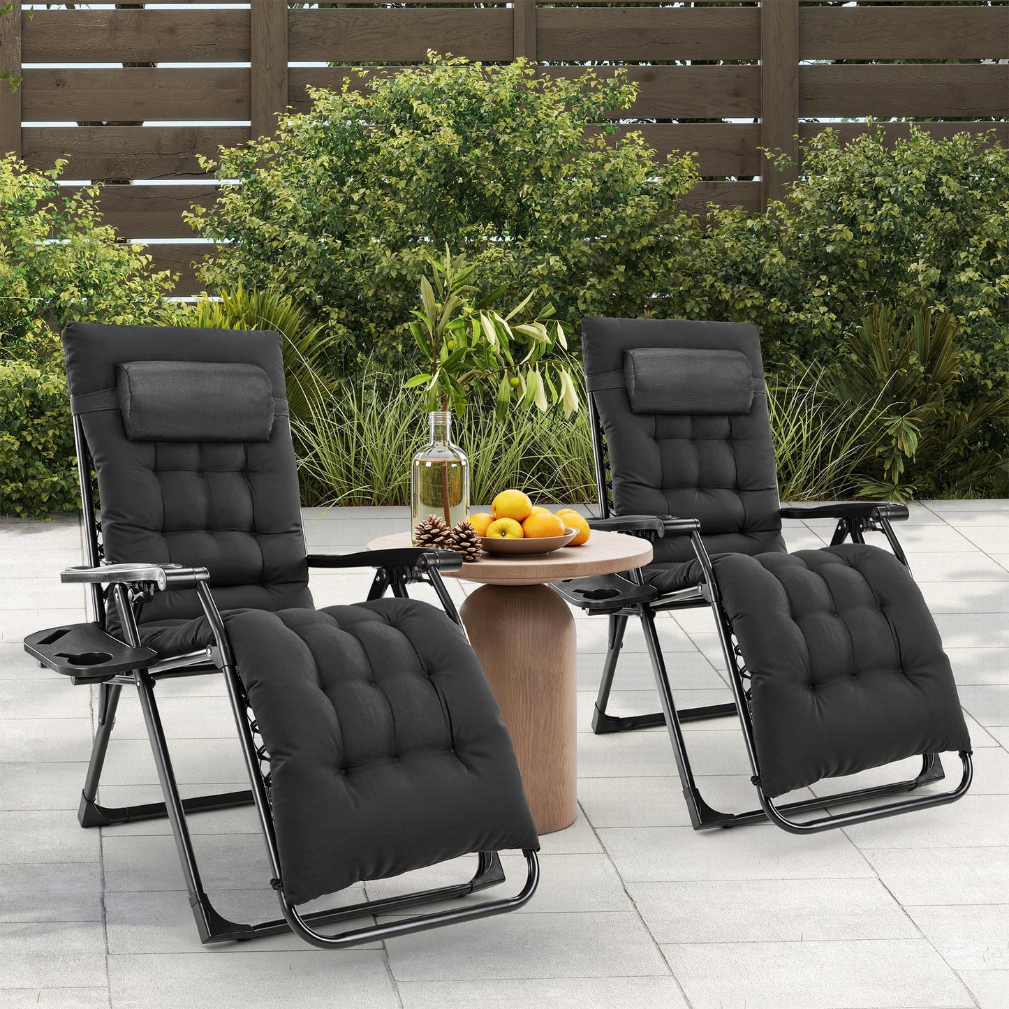 JHK Zero Gravity Outdoor Recliner With Cup Holder Trays