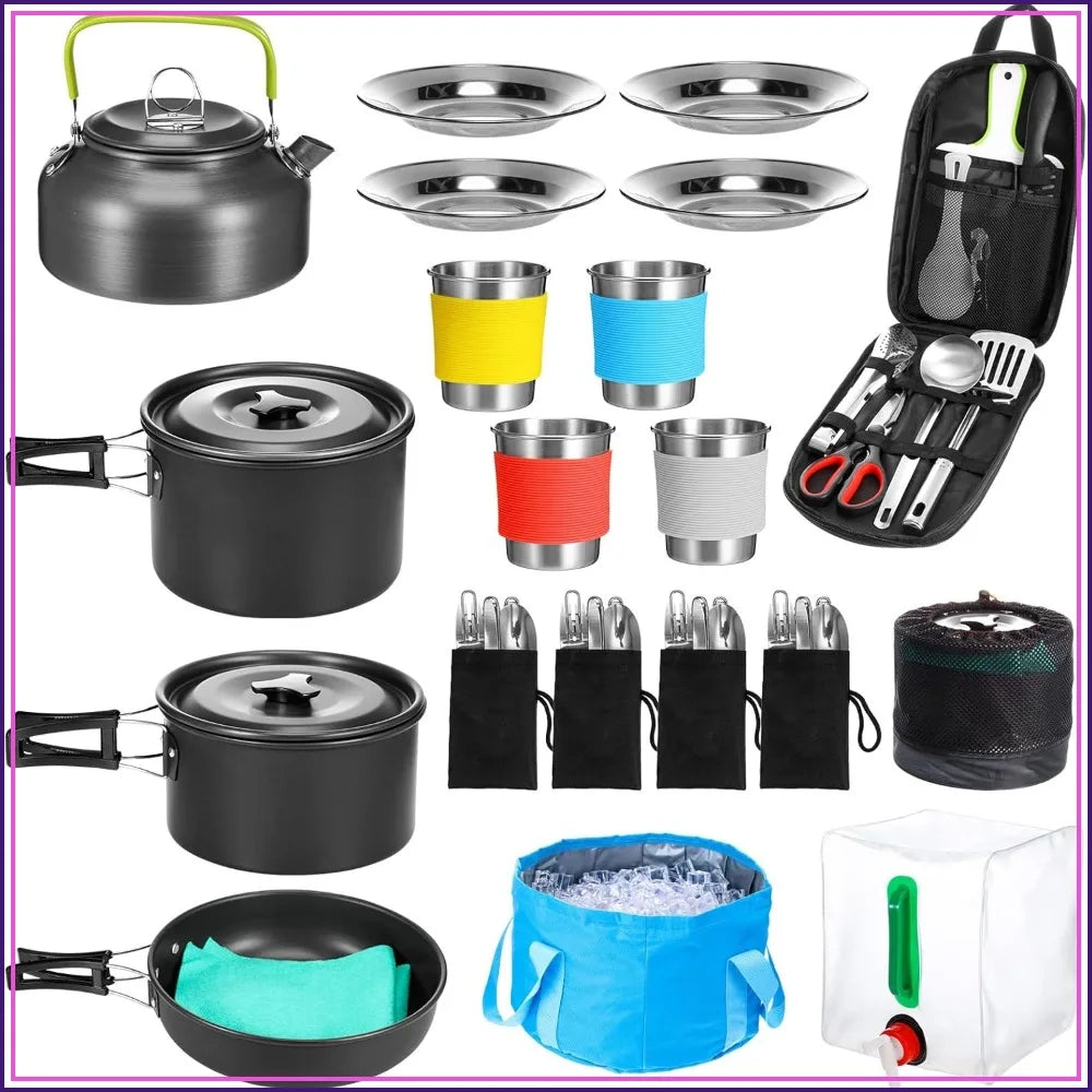 Camping Cookware Mess Kit 42-Piece Nonstick Stainless Steel