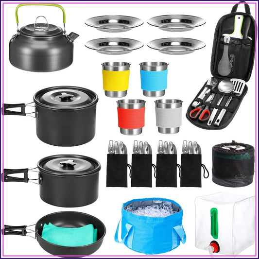 Camping Cookware Mess Kit 42-Piece Nonstick Stainless Steel
