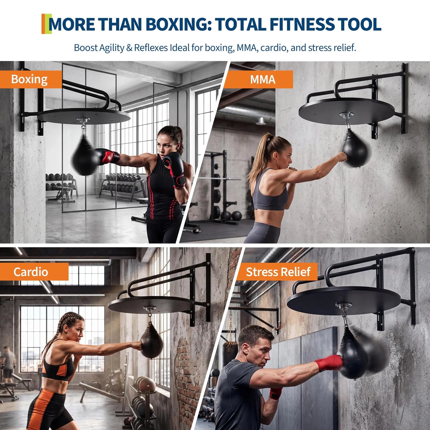 HiMISS Adjustable Speed Bag Platform With 360 Swivel Wall Mount