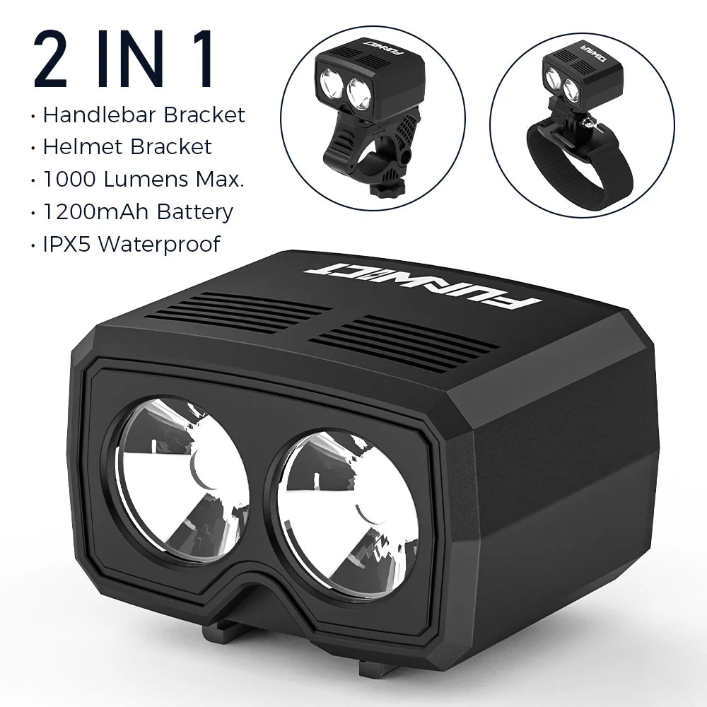 FUNWICT Waterproof USB Rechargeable LED Bicycle Headlight for Night Cycling