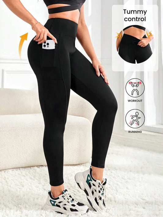 Womens High Waist Yoga Leggings With Pockets Slim Fit Comfort