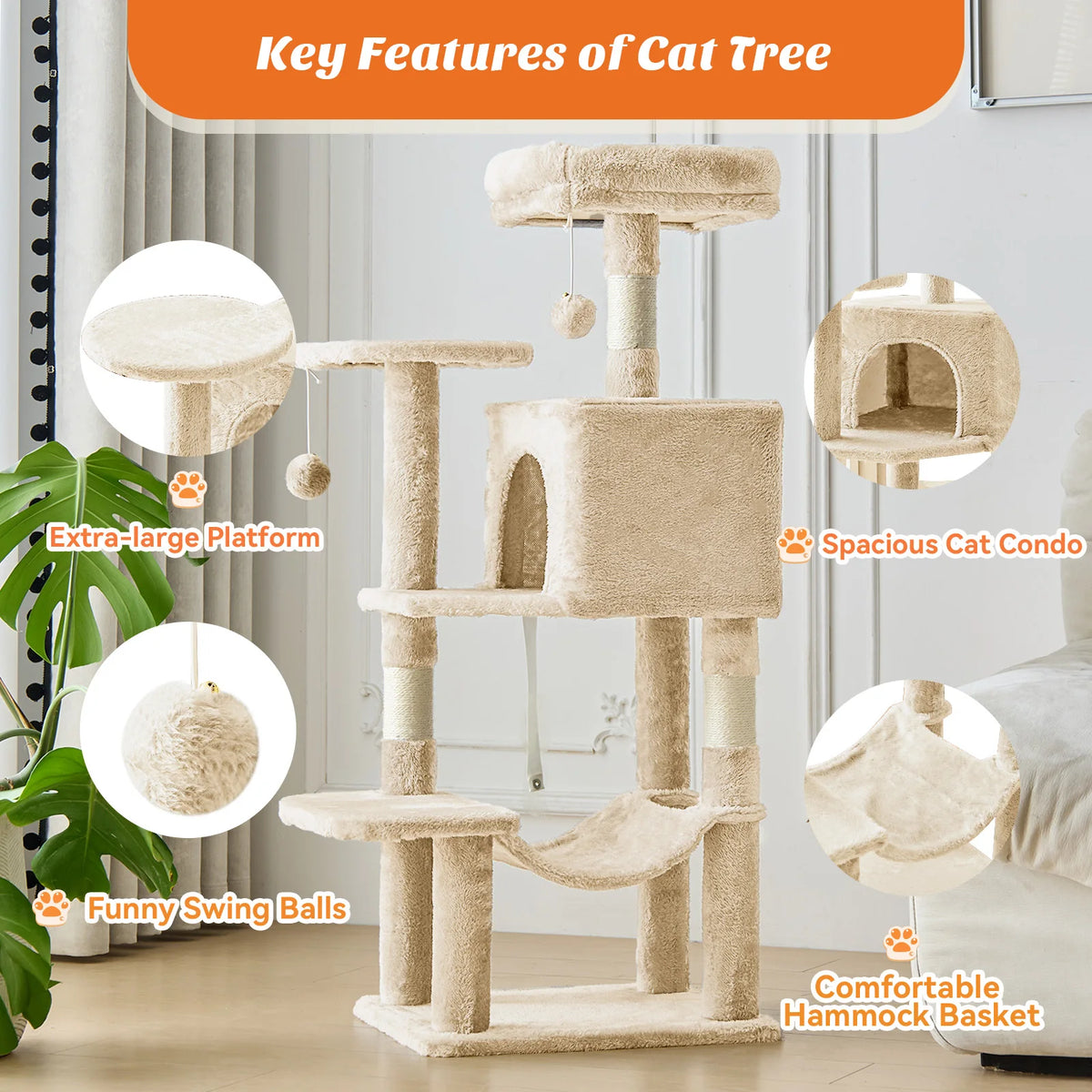 MCQ Cat Tree With Sisal Scratching Posts And Cat Condo