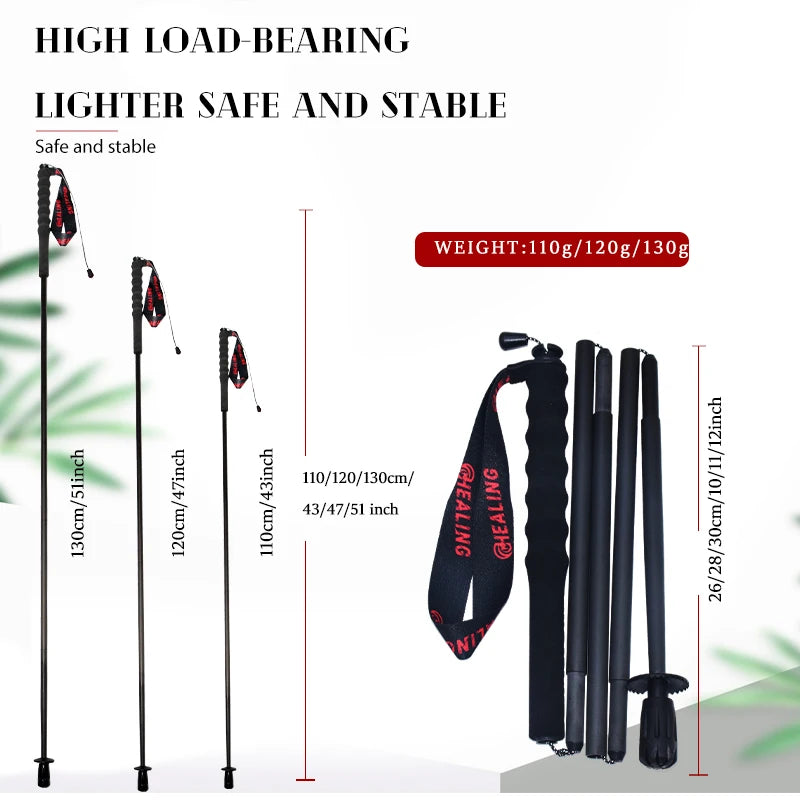 OKHEALING Foldable Carbon Fiber Trekking Poles for Hiking and Travel