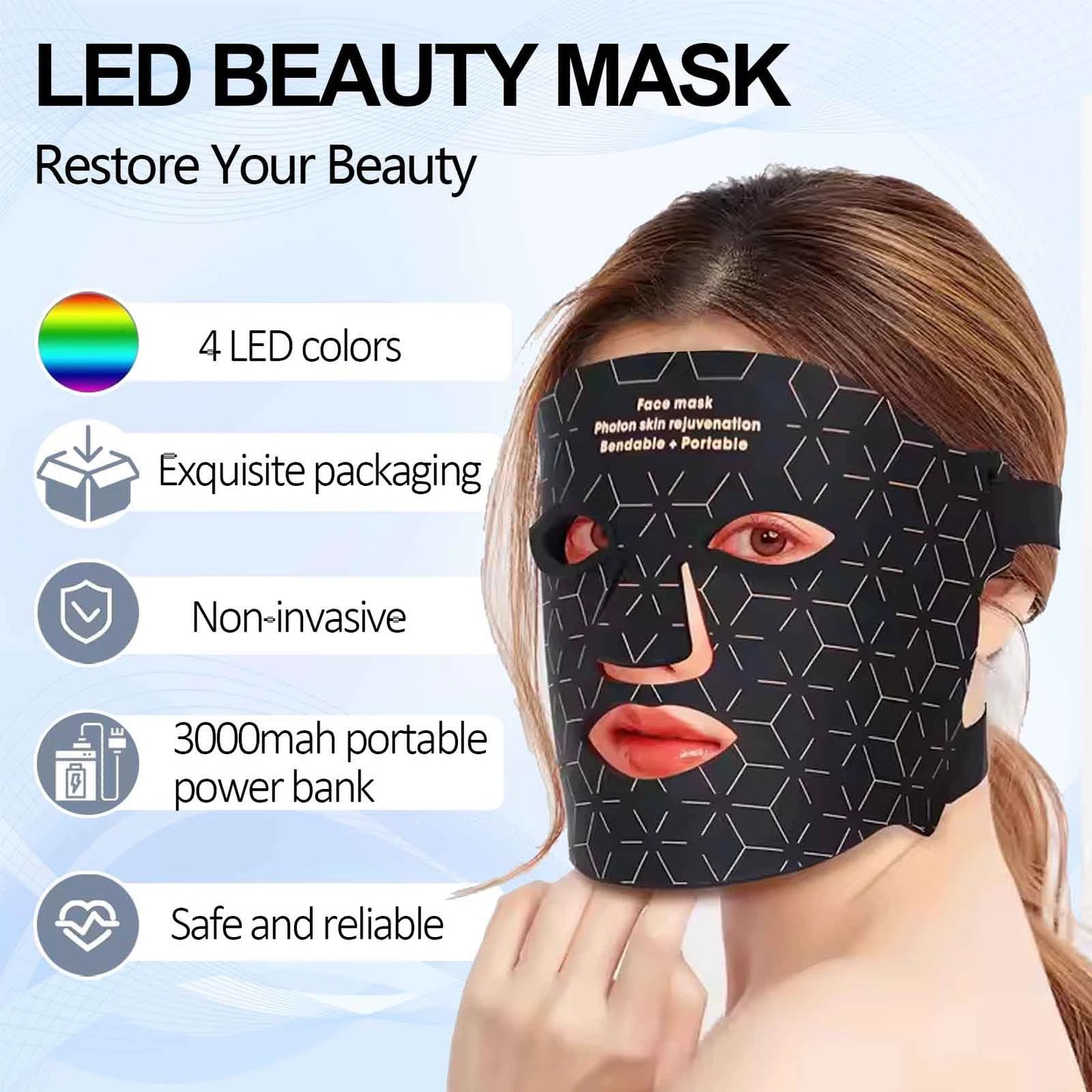 UBilli 4 Modes Portable LED Face Mask For Anti Aging