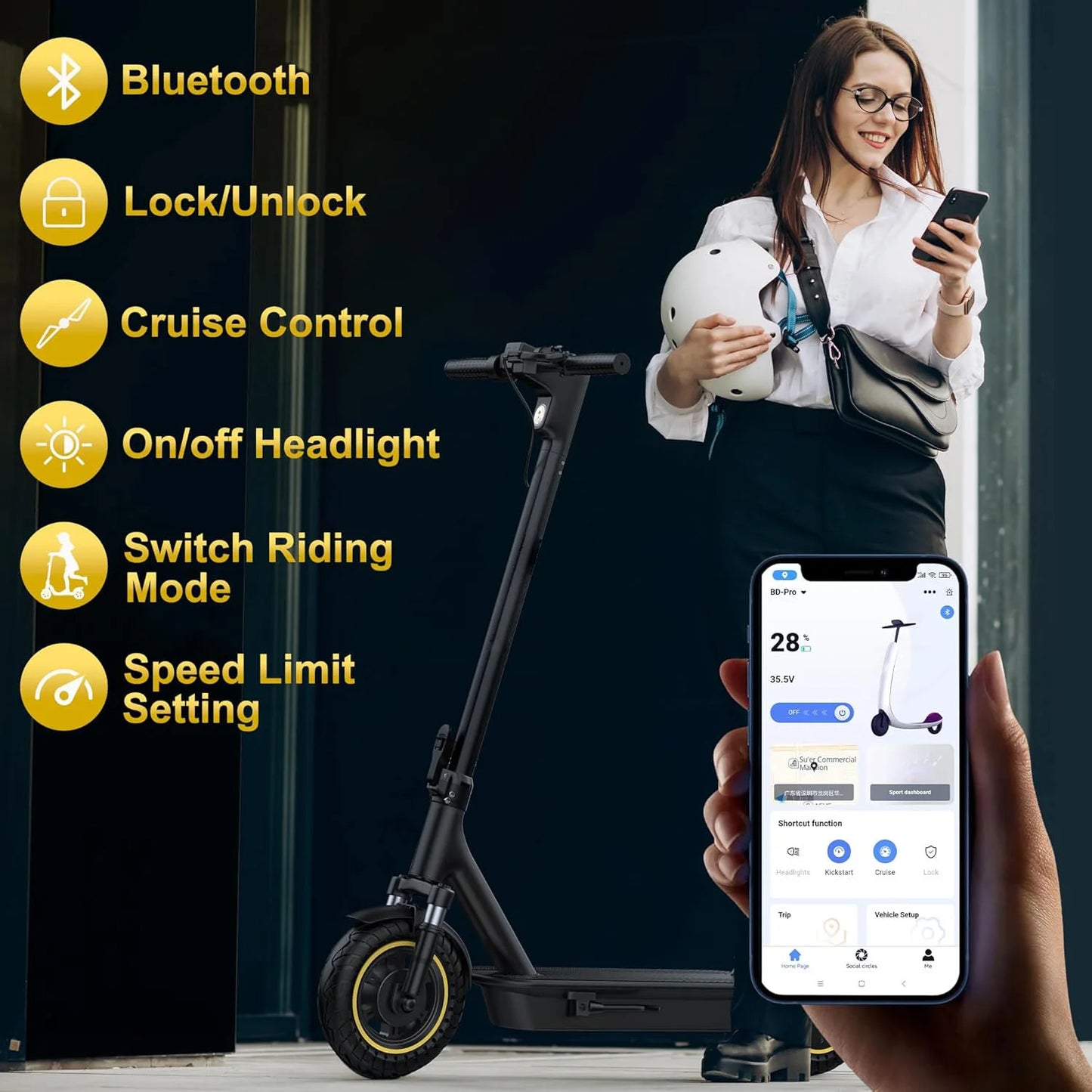 AOVOPRO Folding Electric Scooter Featuring 500W Motor For Urban Commuting