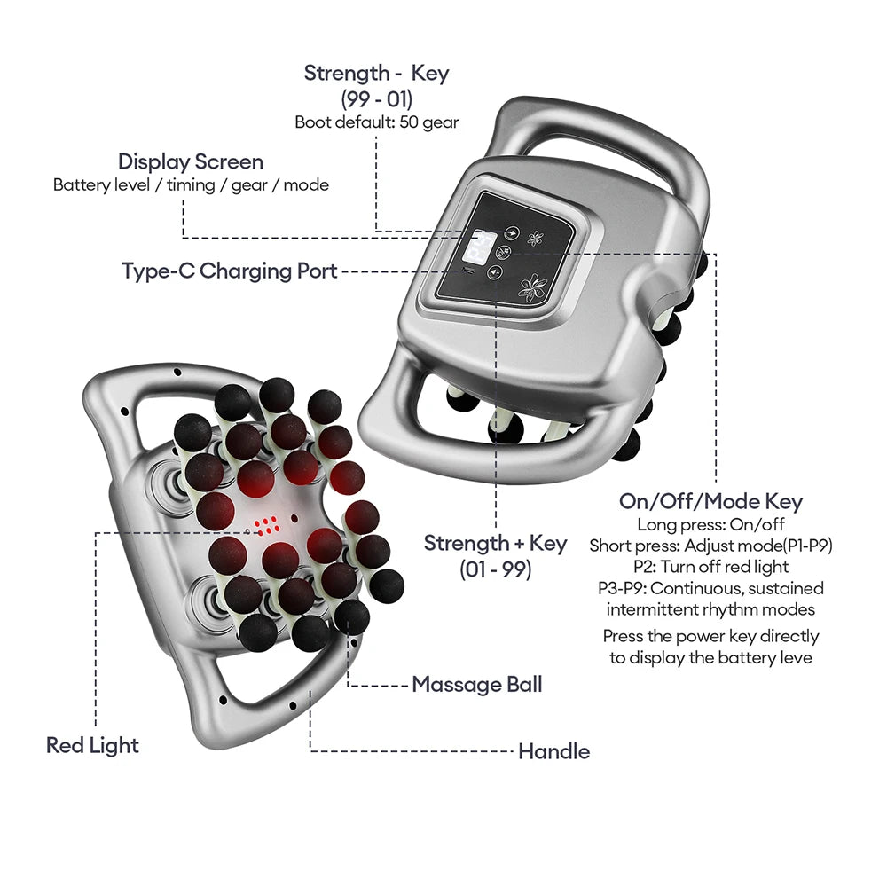 Foreverlily 16 Head Fascia Gun Full Body Massager With 9 Modes