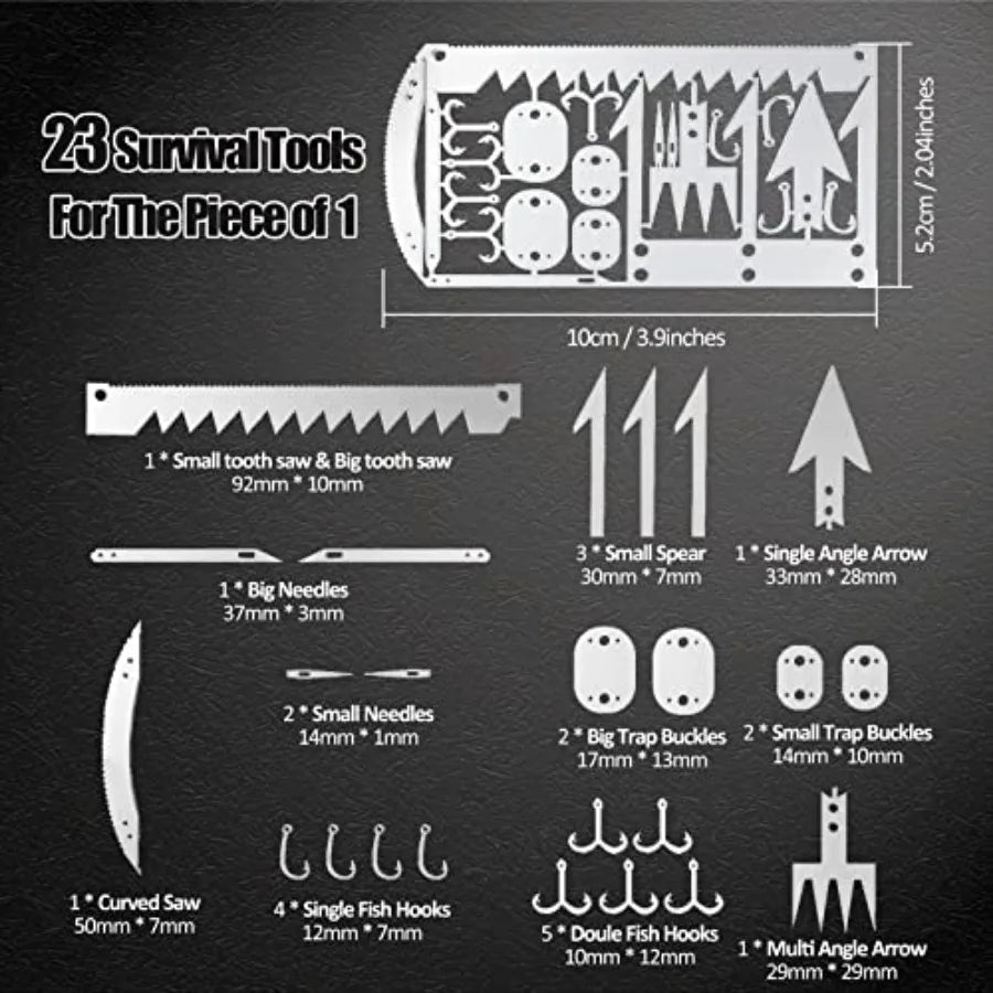 Survival Card Multitool Camping Kit With Fishing Line Gear