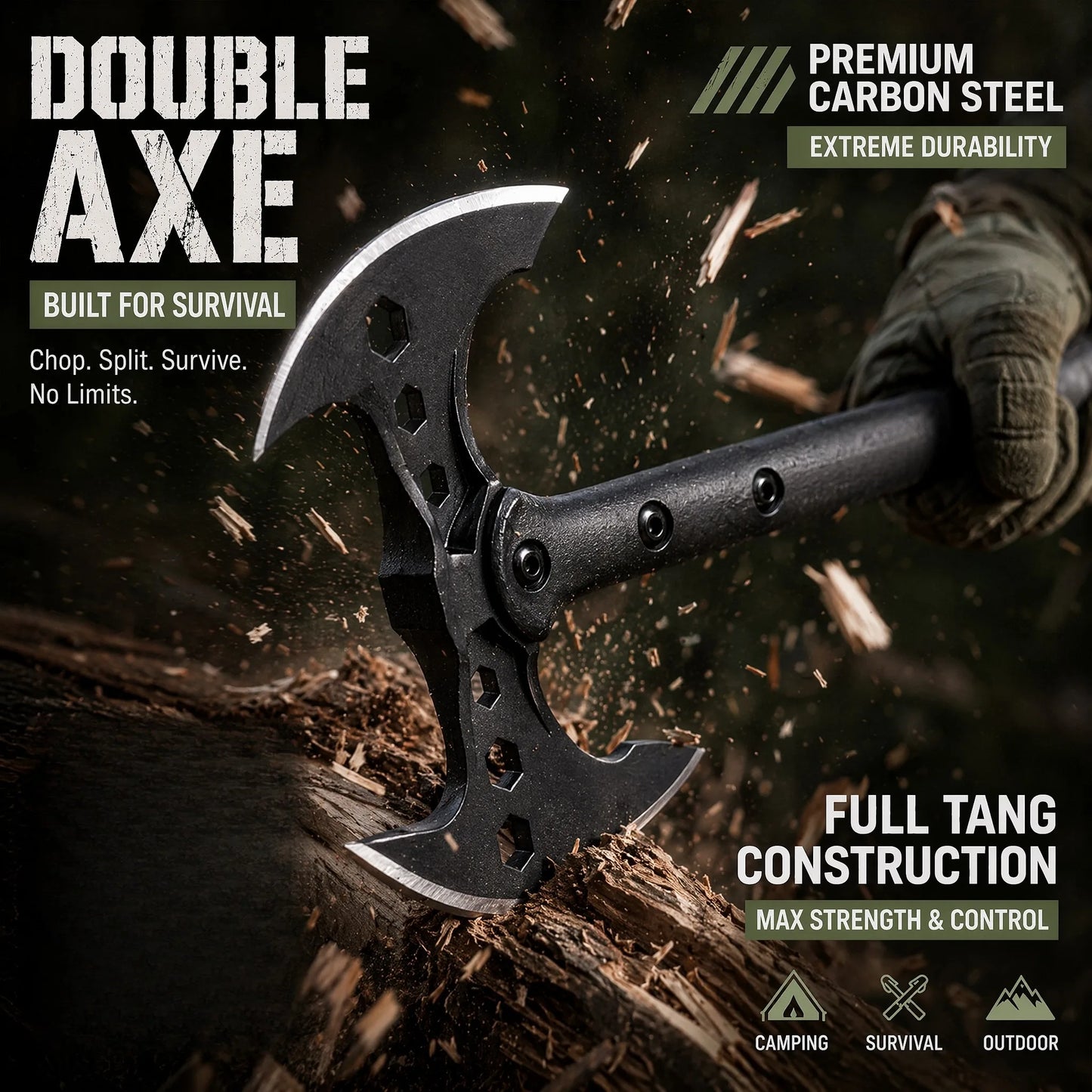 Versatile Double Edged Tactical Axes For Camping And Chopping