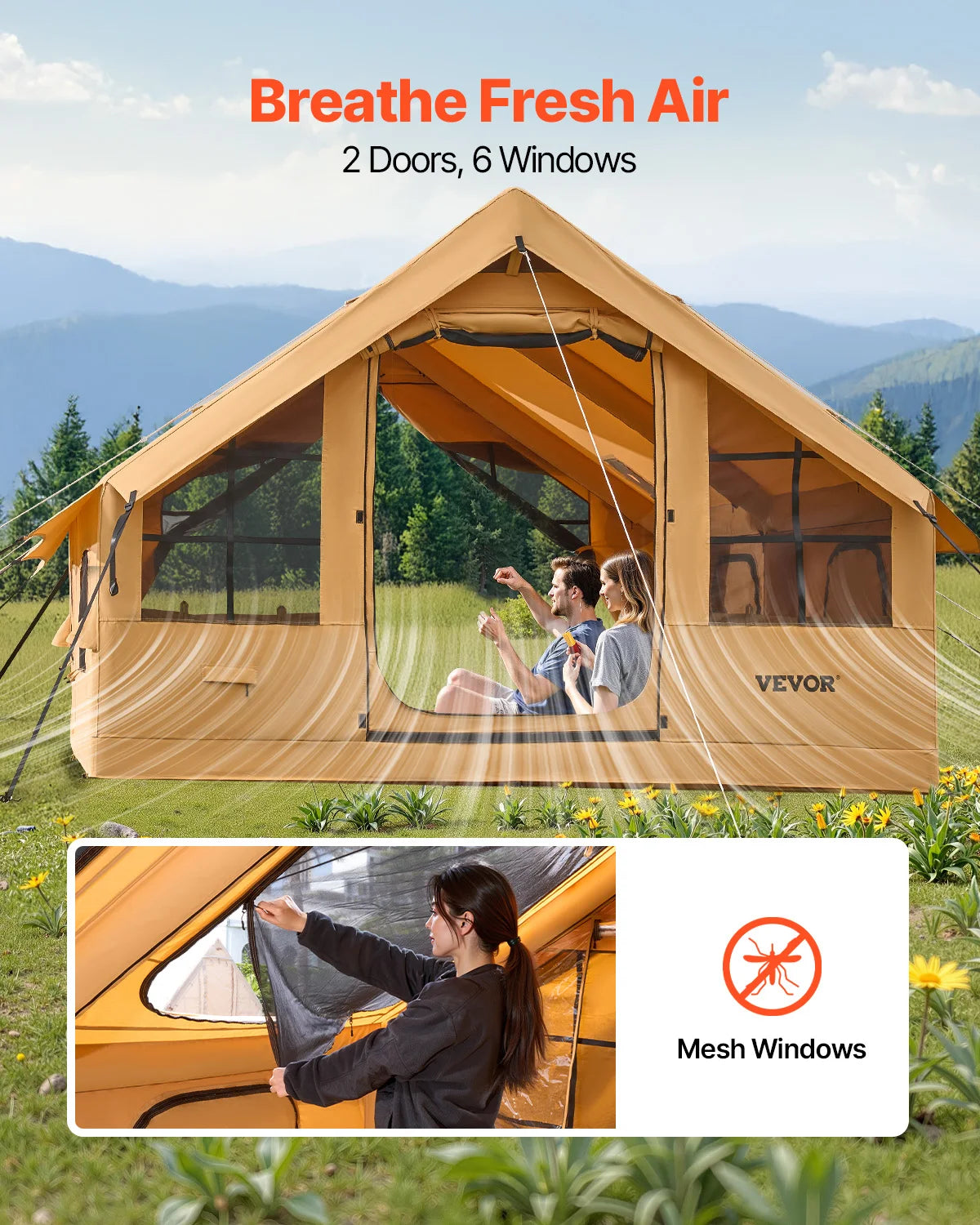 Vevor Inflatable Glamping Tent With Pump And Stove Jack