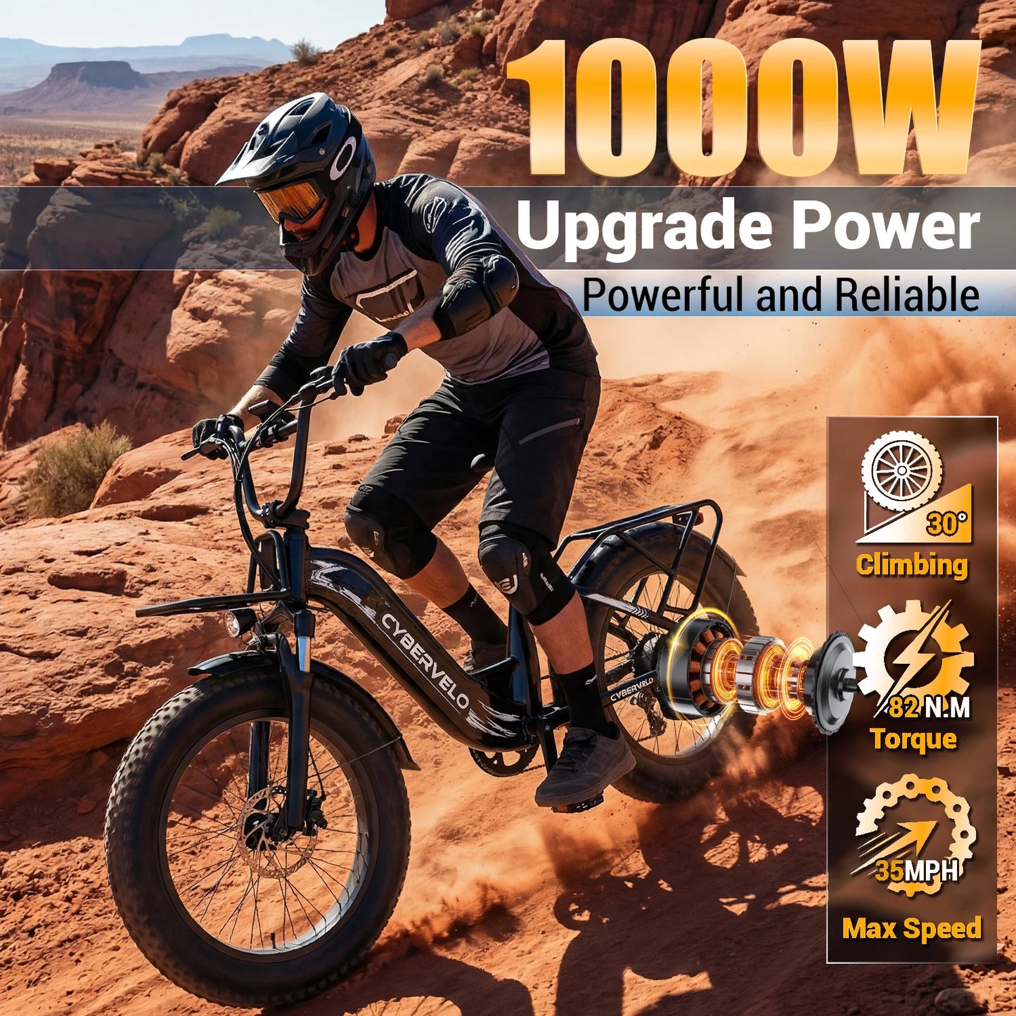 Cybervelo 1000W Step Through Electric Bike With Fat Tires