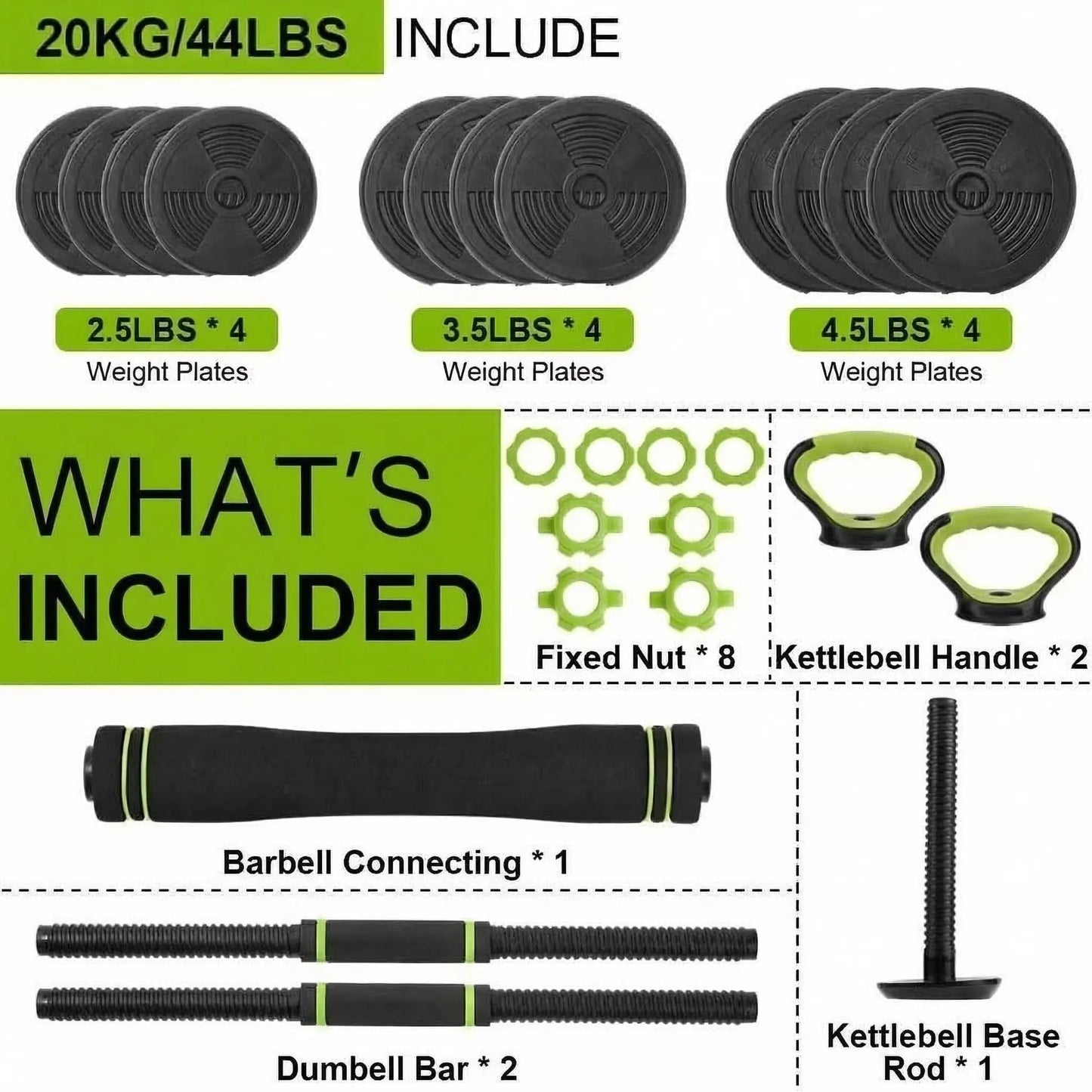 Adjustable Dumbbell Kettlebell Barbell Set For Home Gym Workout