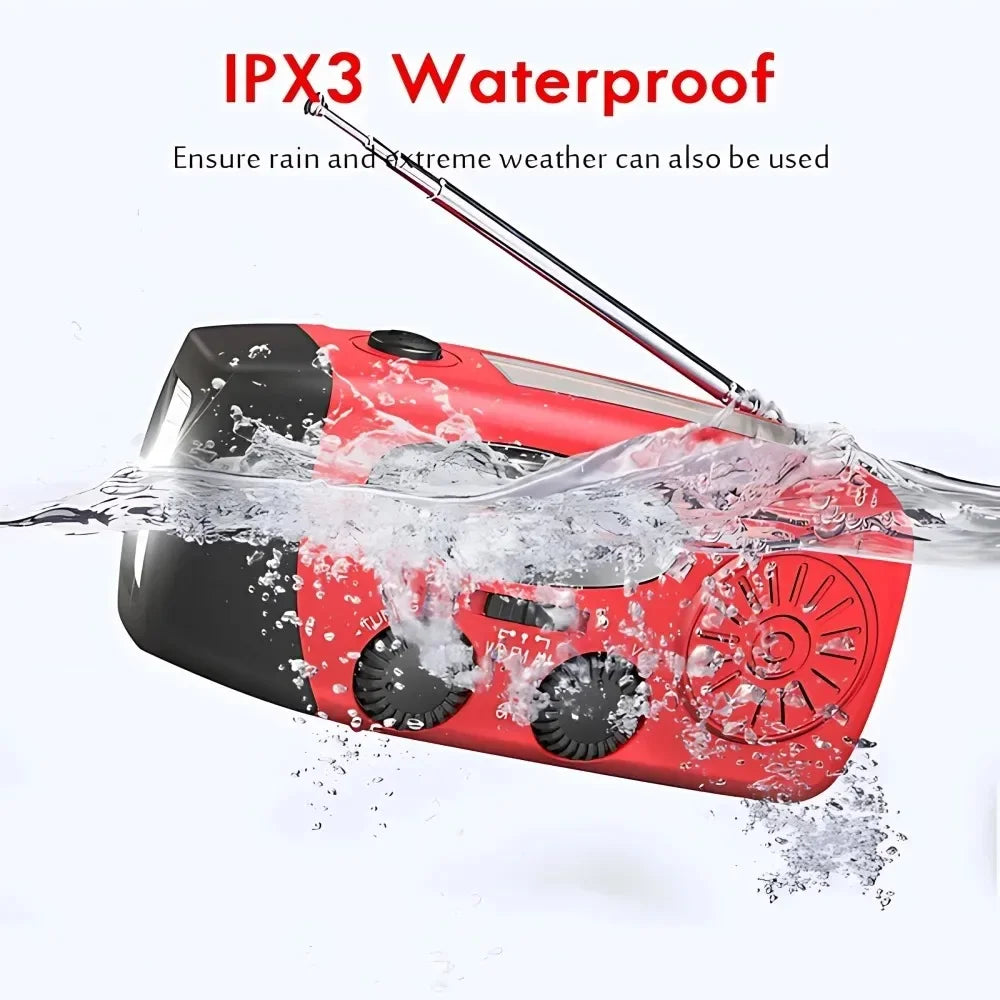 Portable Solar Hand Crank Emergency Radio With Power Bank