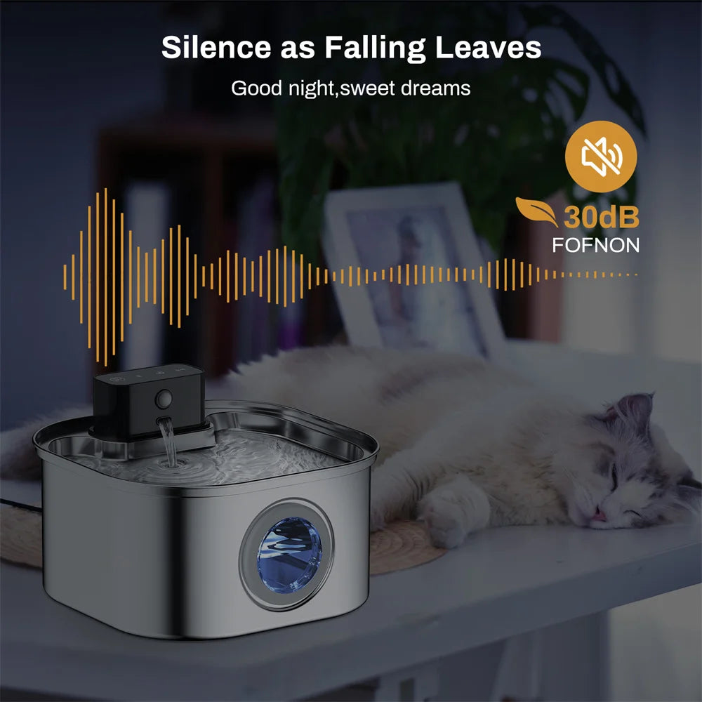 3L 5V Rechargable Automatic Stainless Steel Dogs Water Fountain 4000mAh Wireless Pet Drinker Battery Sensor Dispenser Cat Bowls
