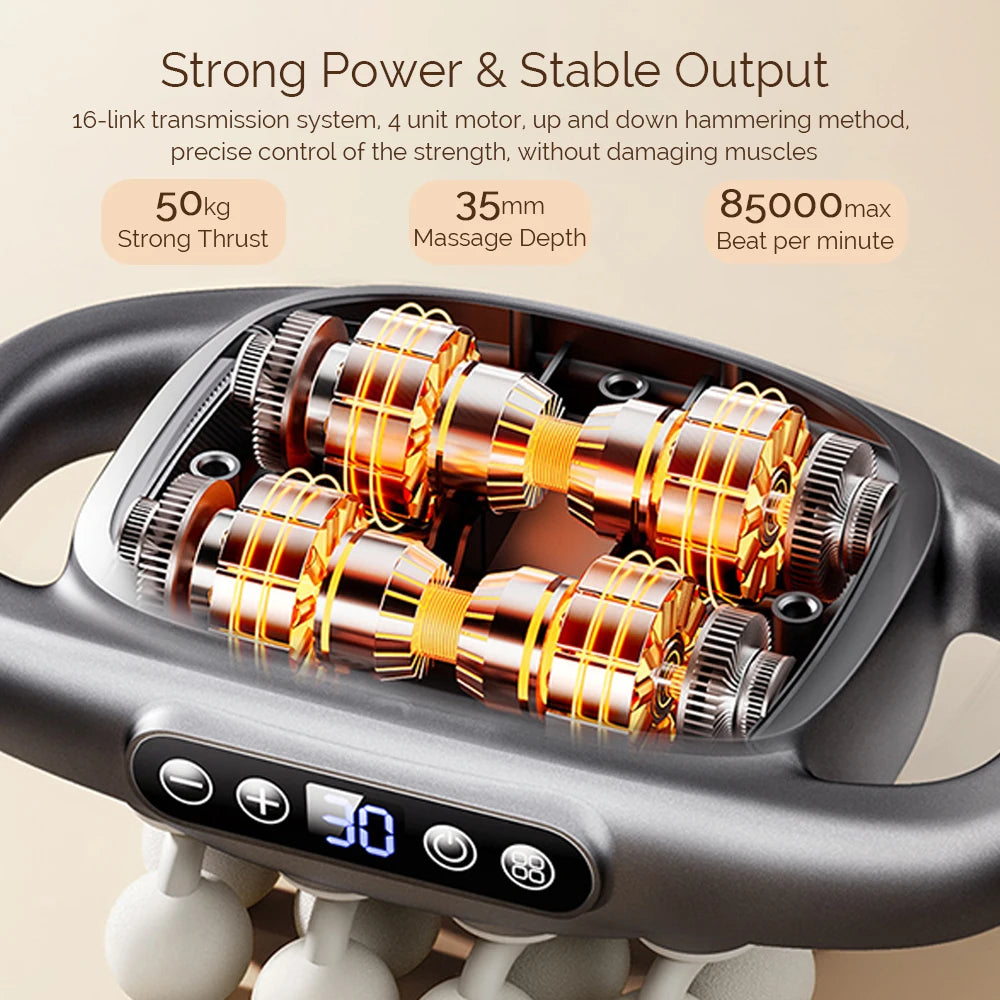 Foreverlily 16 Head Fascia Gun Full Body Massager With 9 Modes