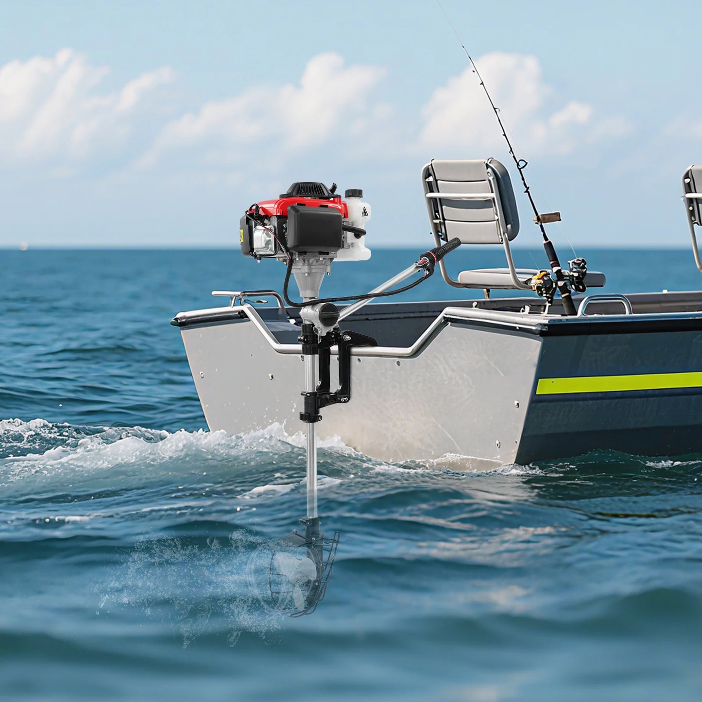 Bymaocar 4.0HP Gasoline Outboard Motor Air Cooled Single Cylinder Engine