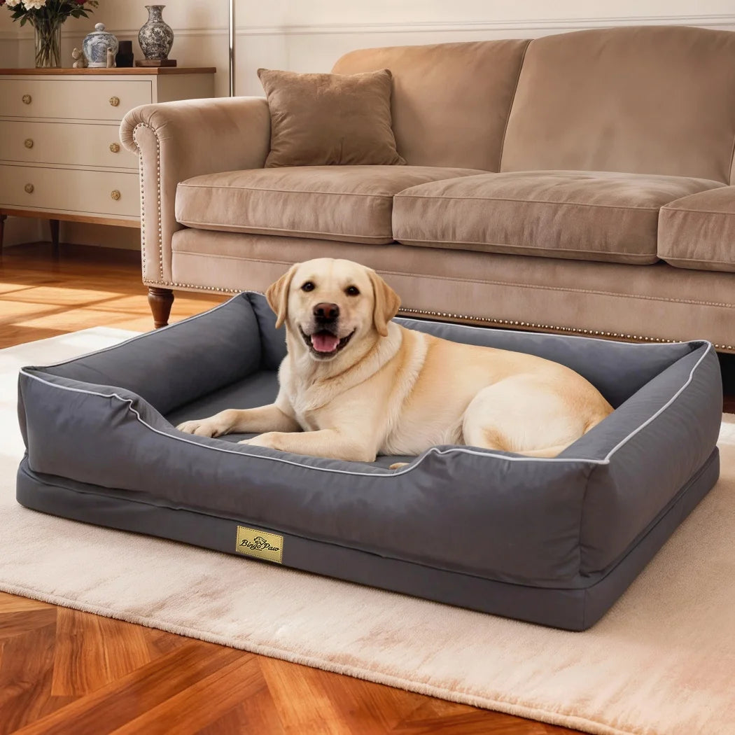 BORWART Orthopedic Dog Bed Sofa With Bolster Sides Washable Cover