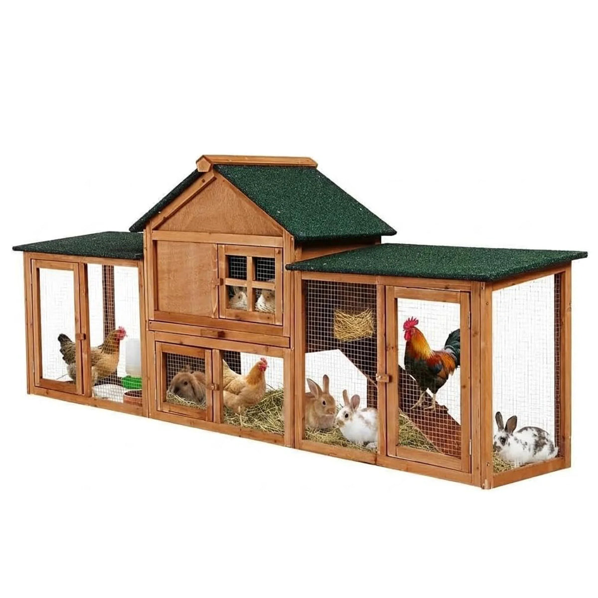 DishyKooker Rabbit Hutch With Double Runs And Pull Out Tray
