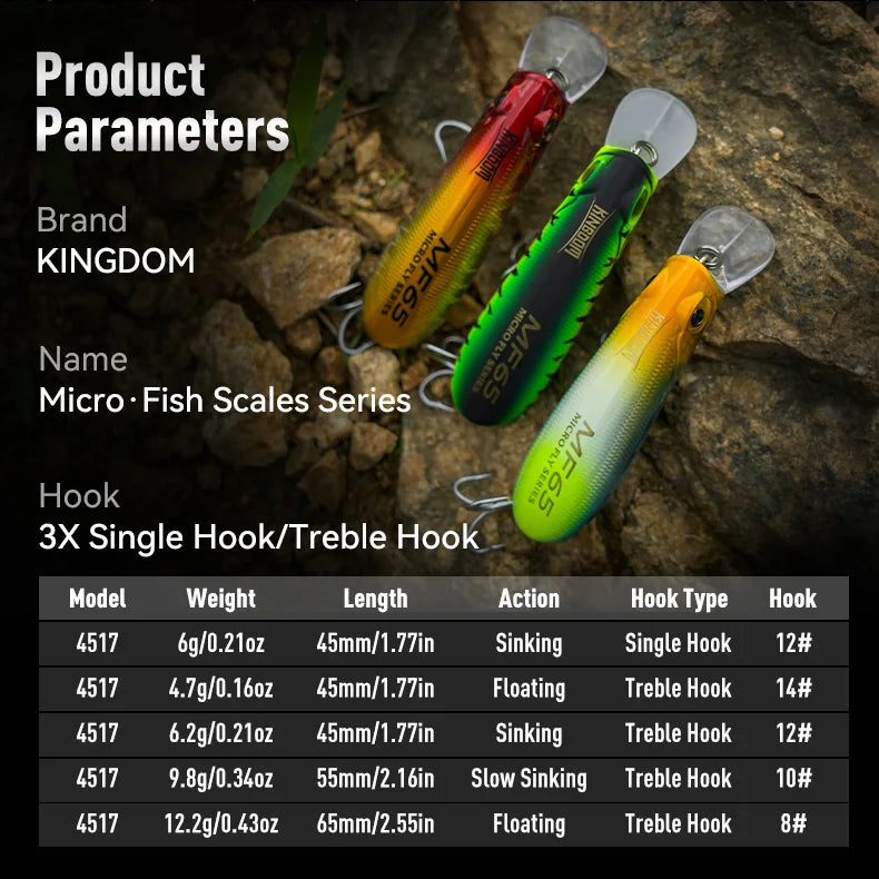 KINGDOM Sinking And Floating Minnow Fishing Lure For Bass And Trout